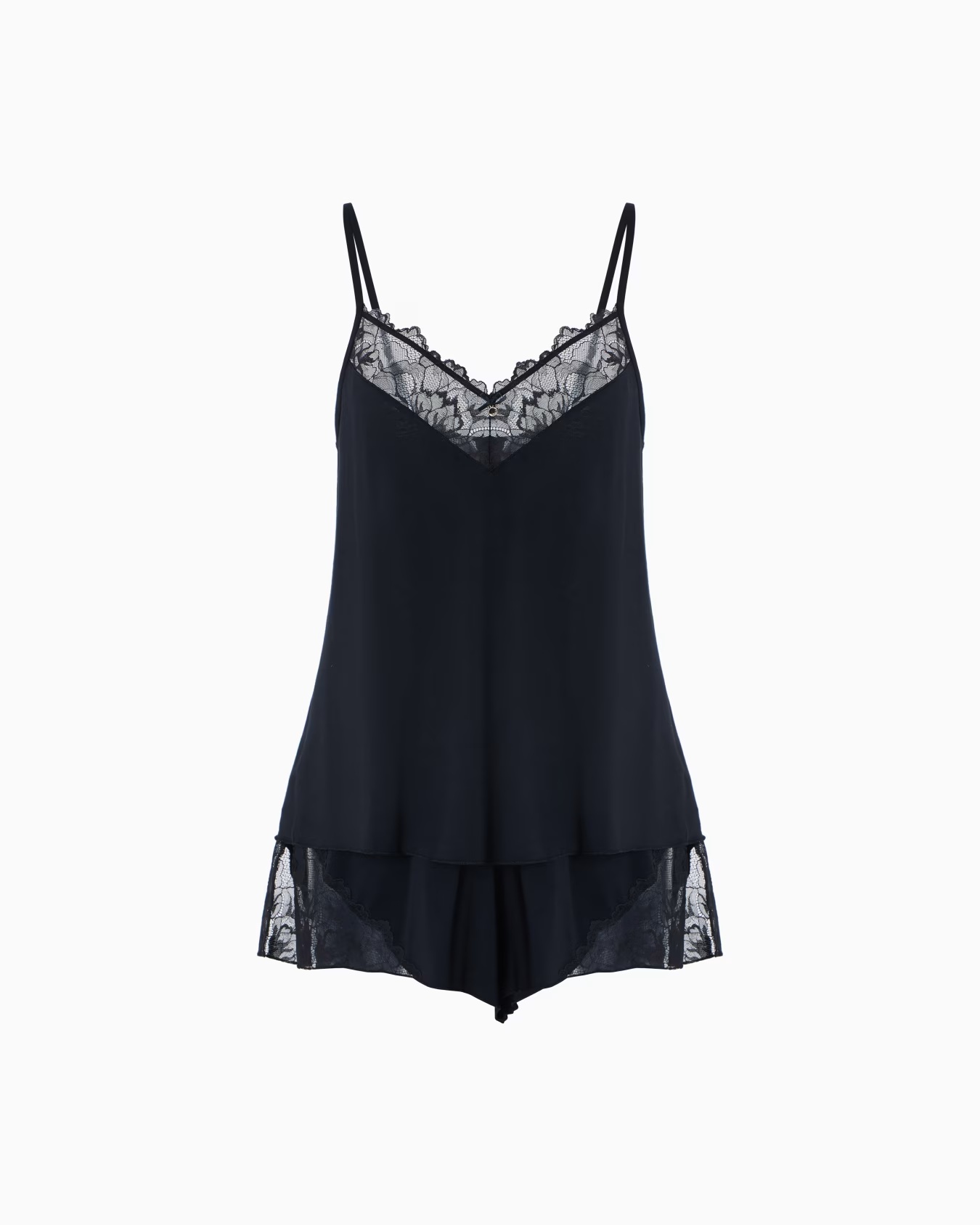 ASV Eternal Lace pyjama top and shorts with recycled-lace details 1 ASV Eternal Lace pyjama top and shorts with recycled-lace details