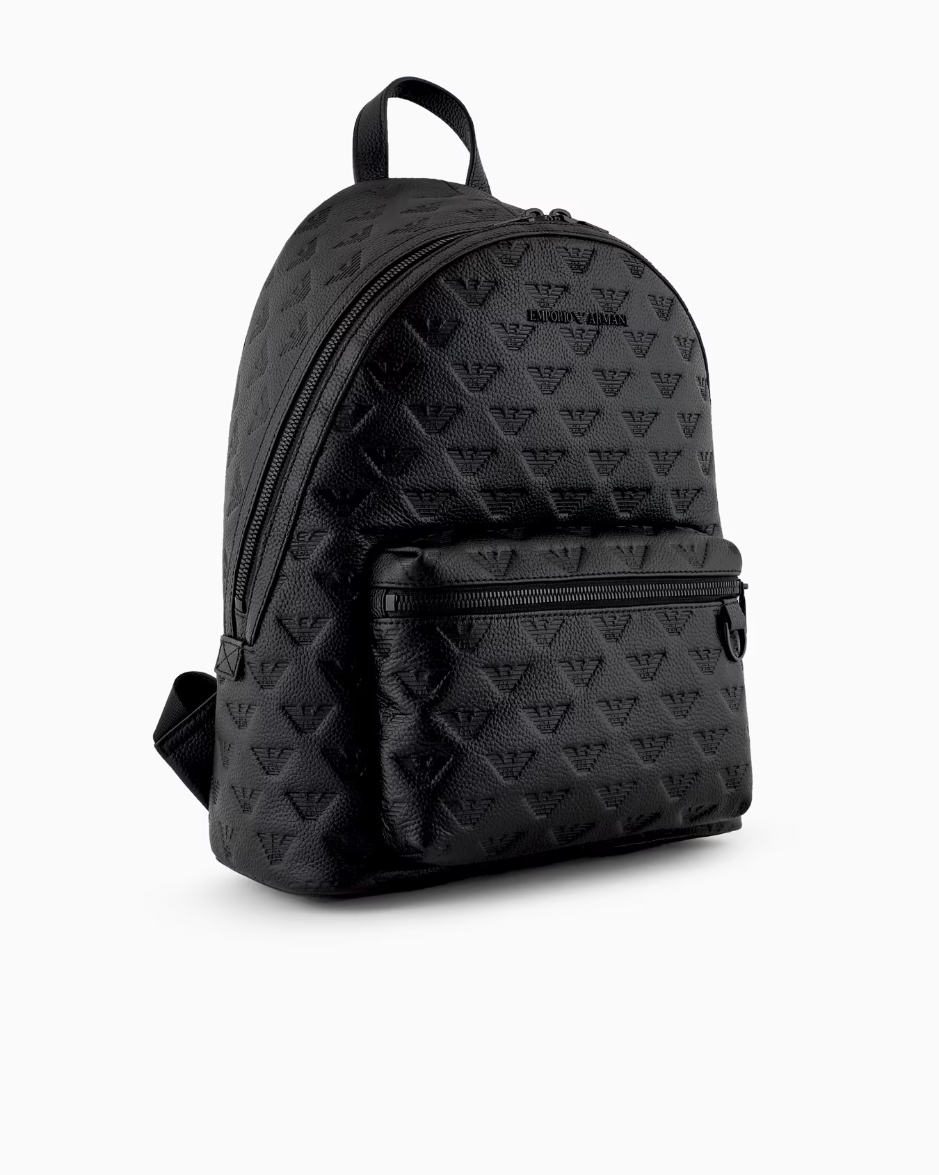 Round leather backpack with all-over embossed eagle 2 Round leather backpack with all-over embossed eagle