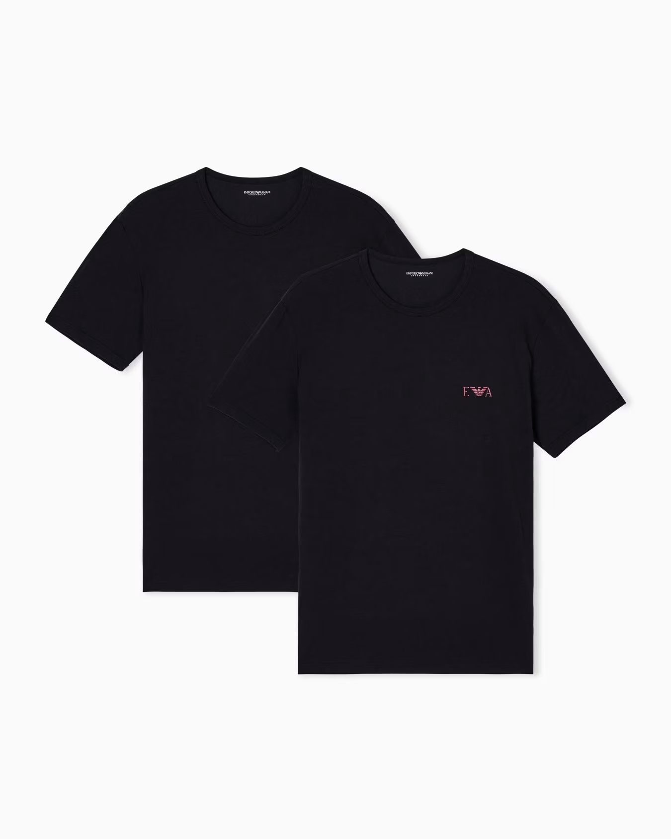 Two-pack of loungewear fitted T-shirts with a bold monogram logo 1 Two-pack of loungewear fitted T-shirts with a bold monogram logo