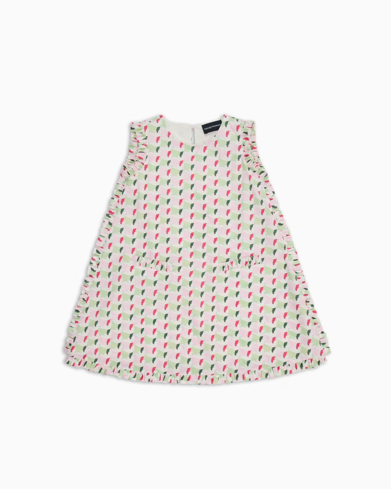 Poplin sleeveless dress with all-over print