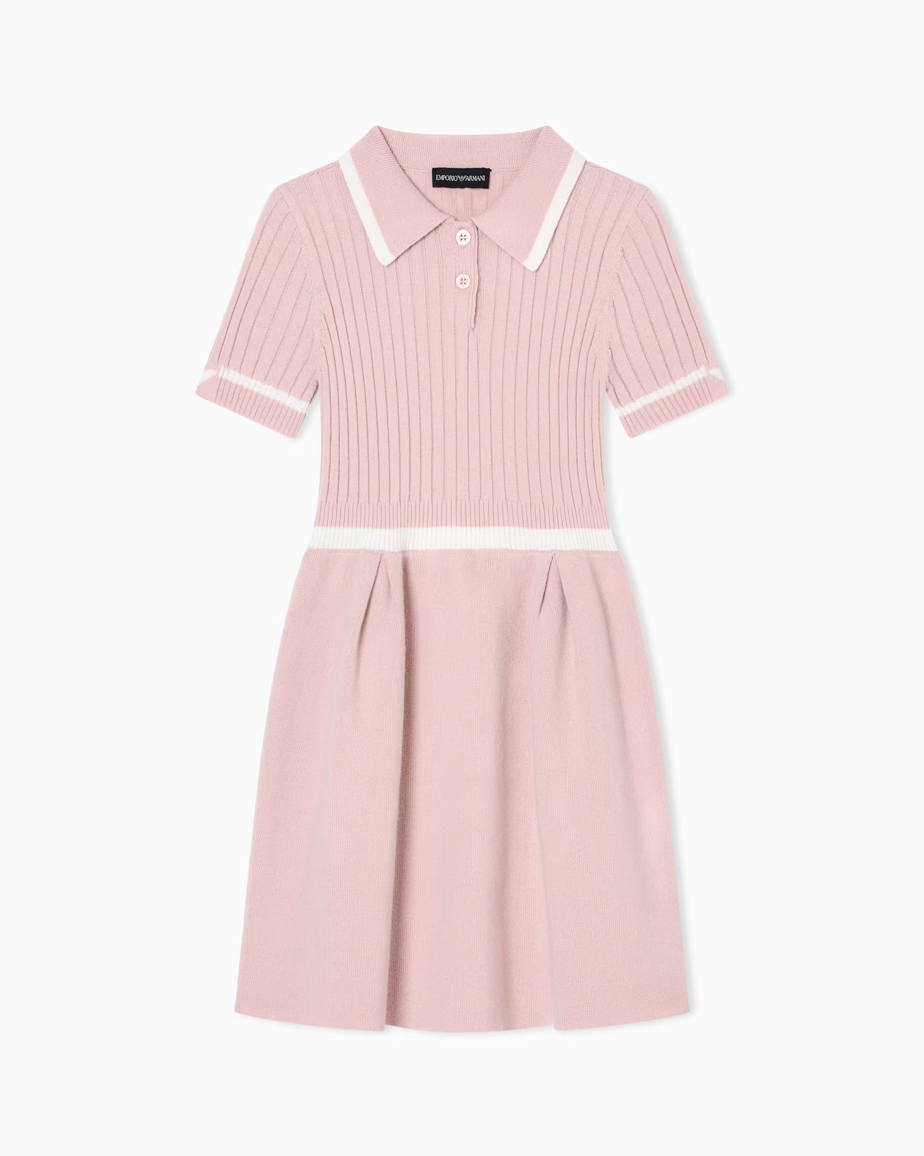 Wool-blend knit dress with polo-shirt collar