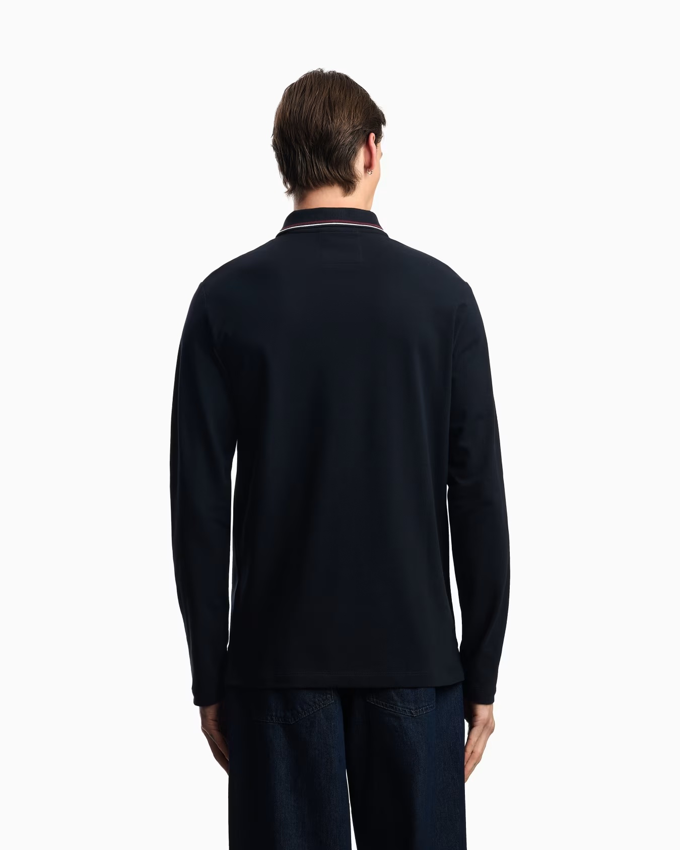 Long-sleeved stretch piqué polo shirt with micro eagle embroidery 3 Long-sleeved stretch piqué polo shirt with micro eagle embroidery