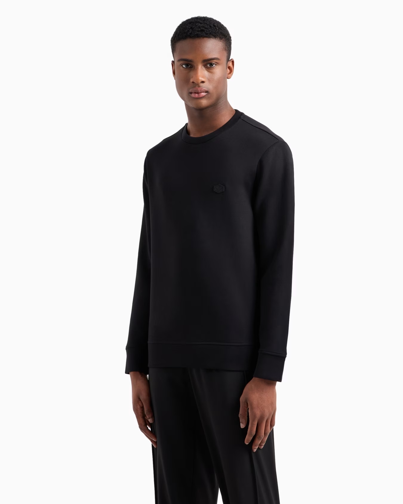 Double-jersey sweatshirt with micro logo patch 4 Double-jersey sweatshirt with micro logo patch