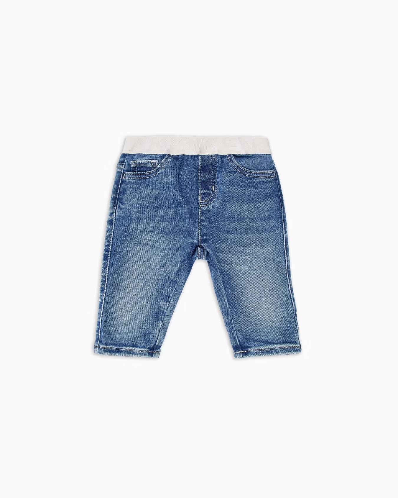 Denim jeans with elasticated logo waistband