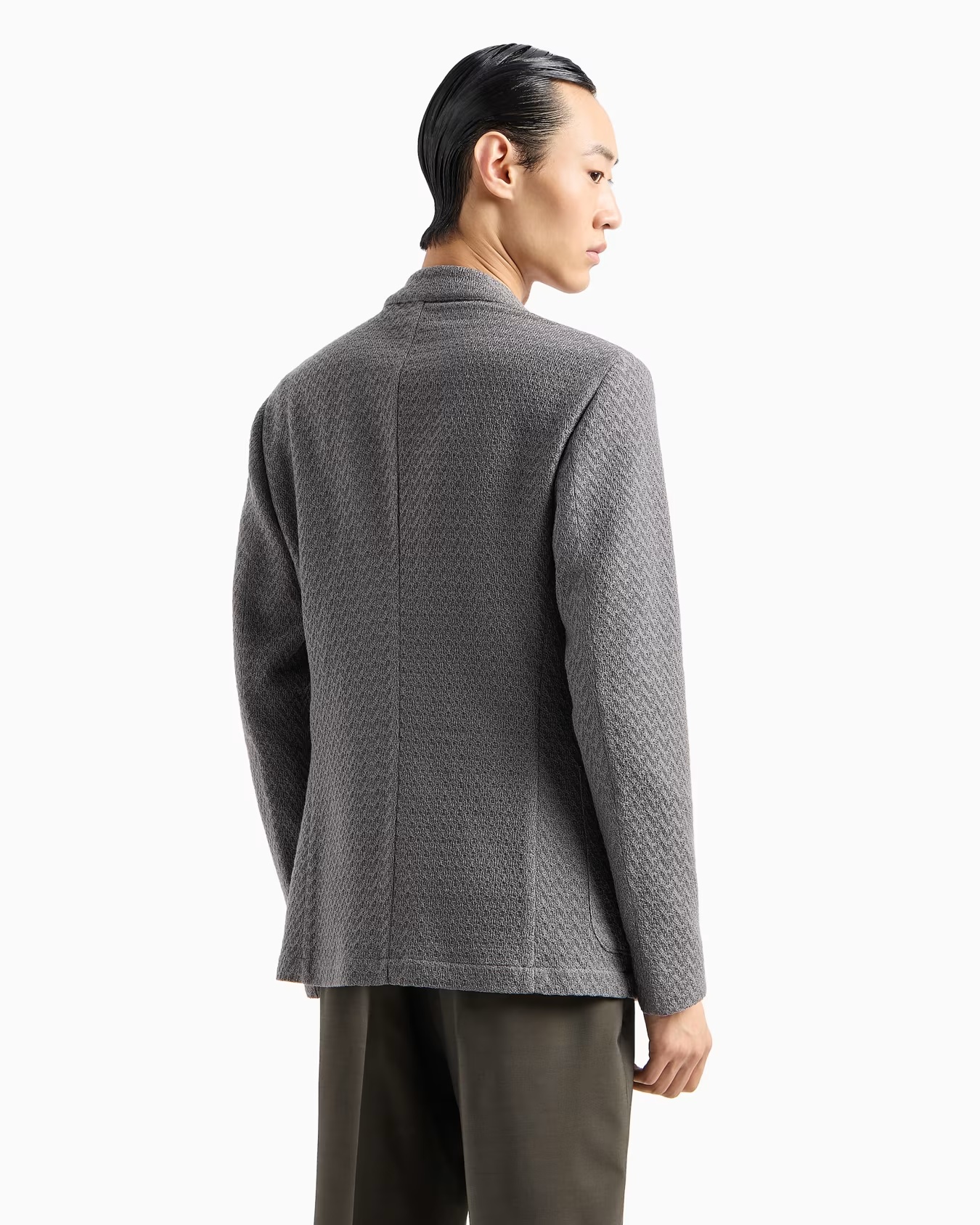 Ultra-lightweight, virgin-wool jacquard knit single-breasted jacket 3 Ultra-lightweight, virgin-wool jacquard knit single-breasted jacket
