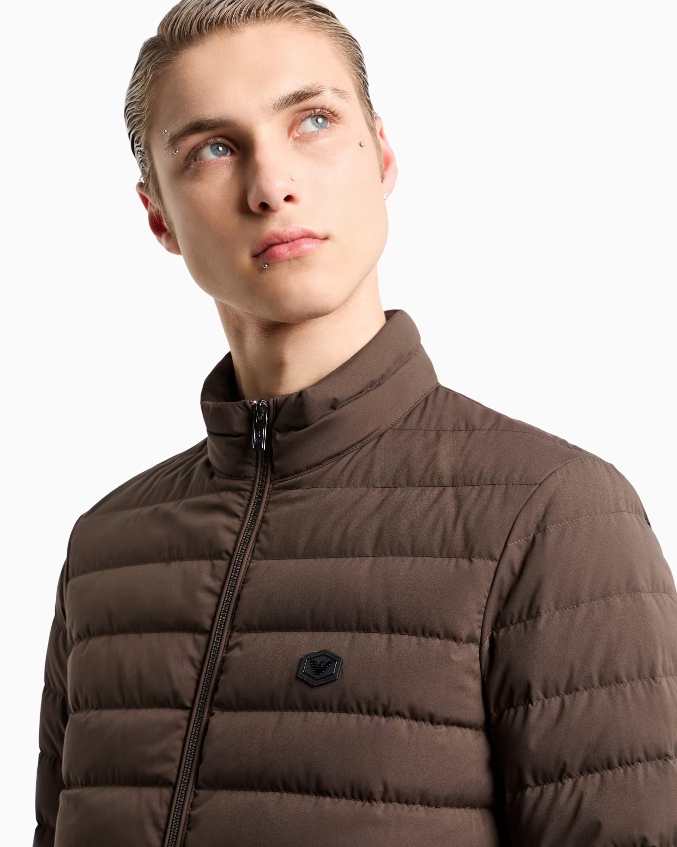 Quilted nylon full-zip down jacket with eagle logo patch 5 Quilted nylon full-zip down jacket with eagle logo patch