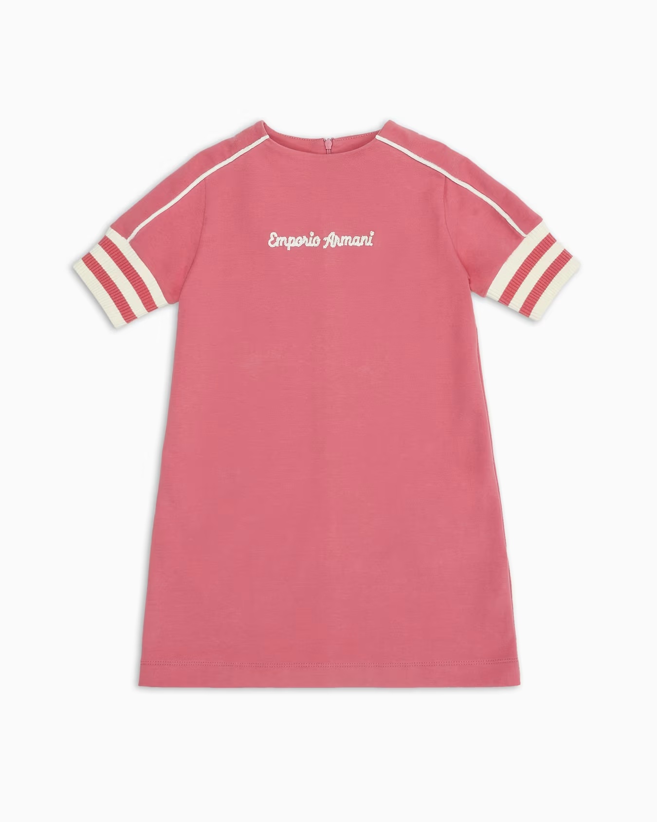 Short-sleeved jersey-fleece dress with logo embroidery