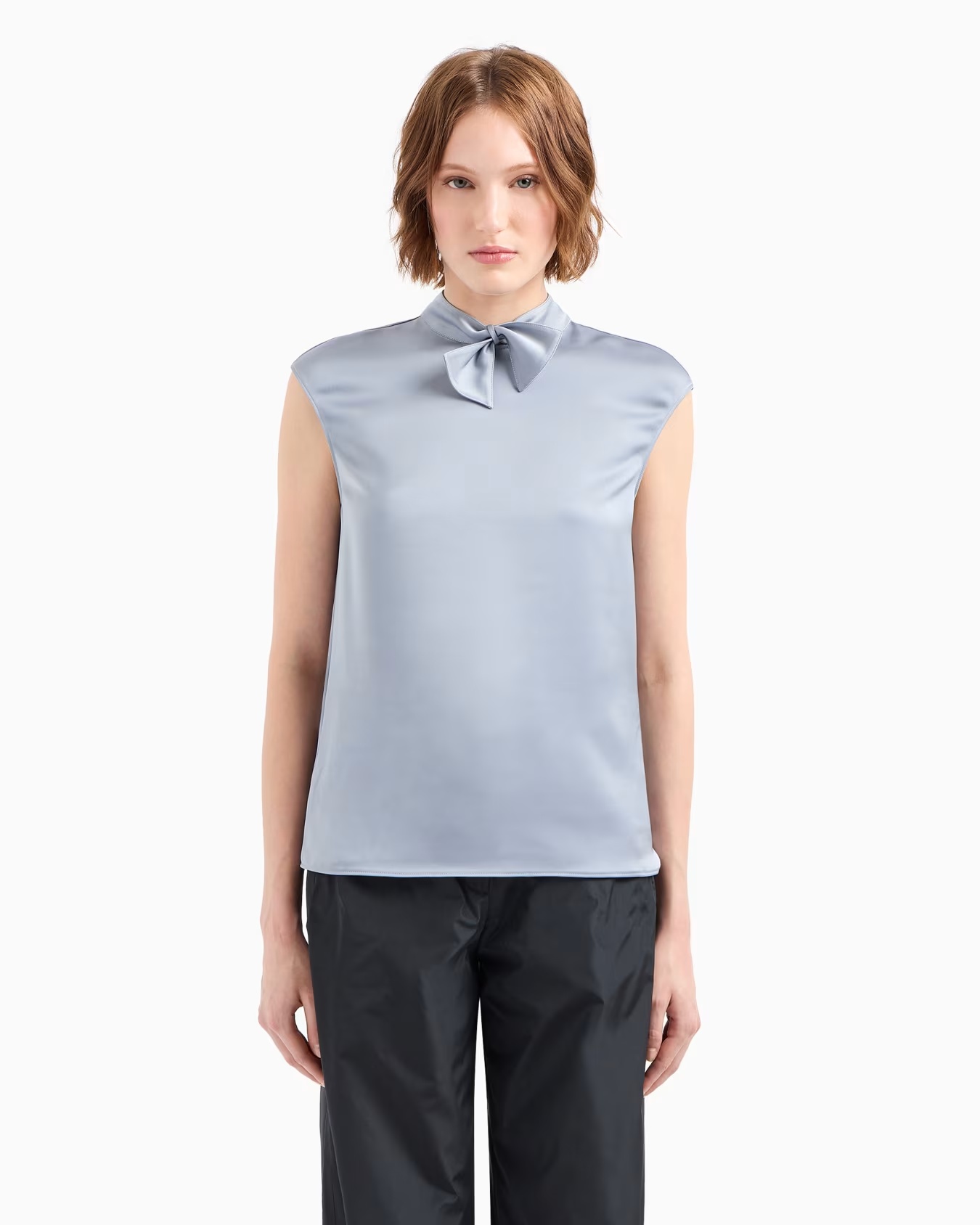 Satin blouse with bow collar 2 Satin blouse with bow collar