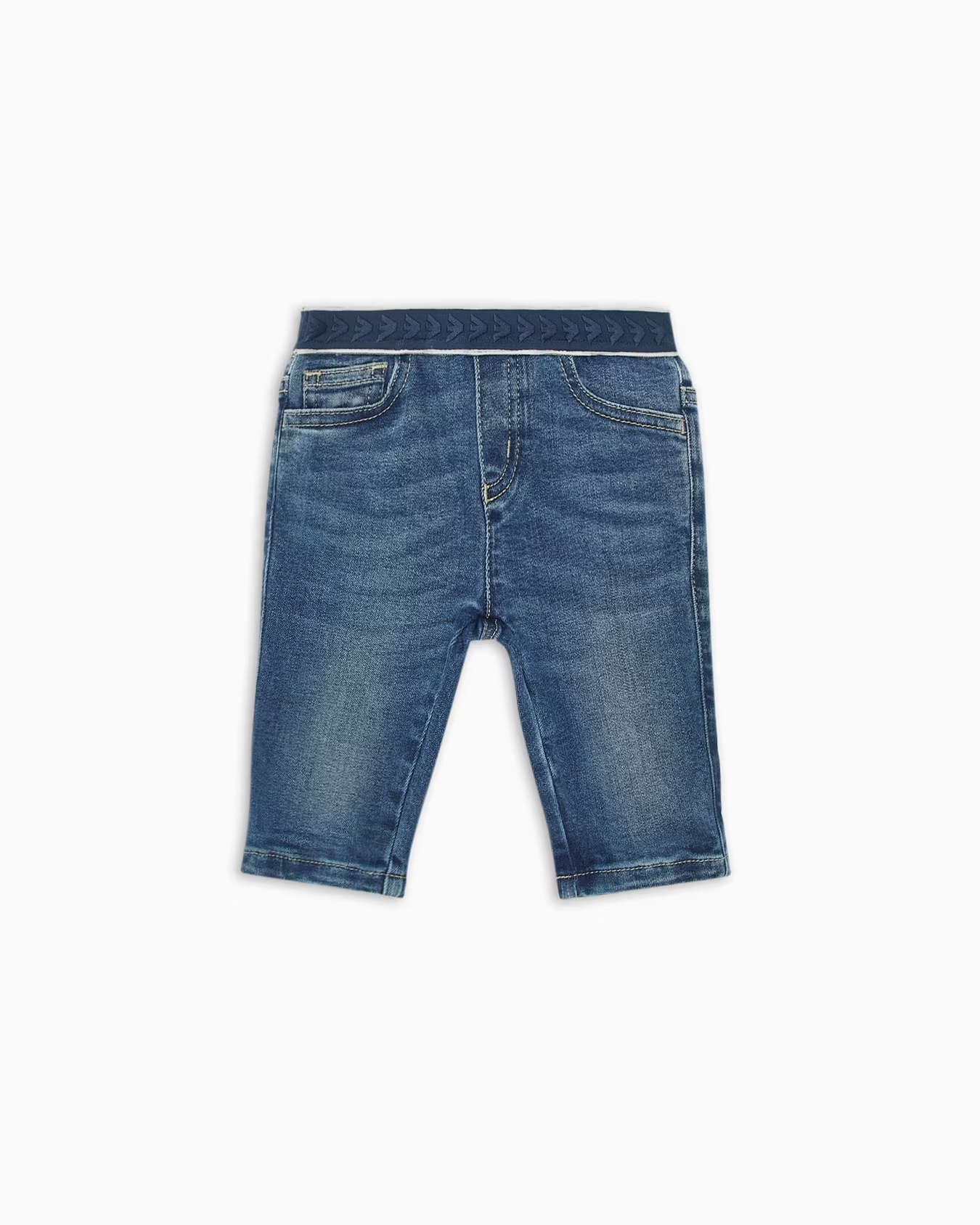 Denim jeans with elasticated logo waist