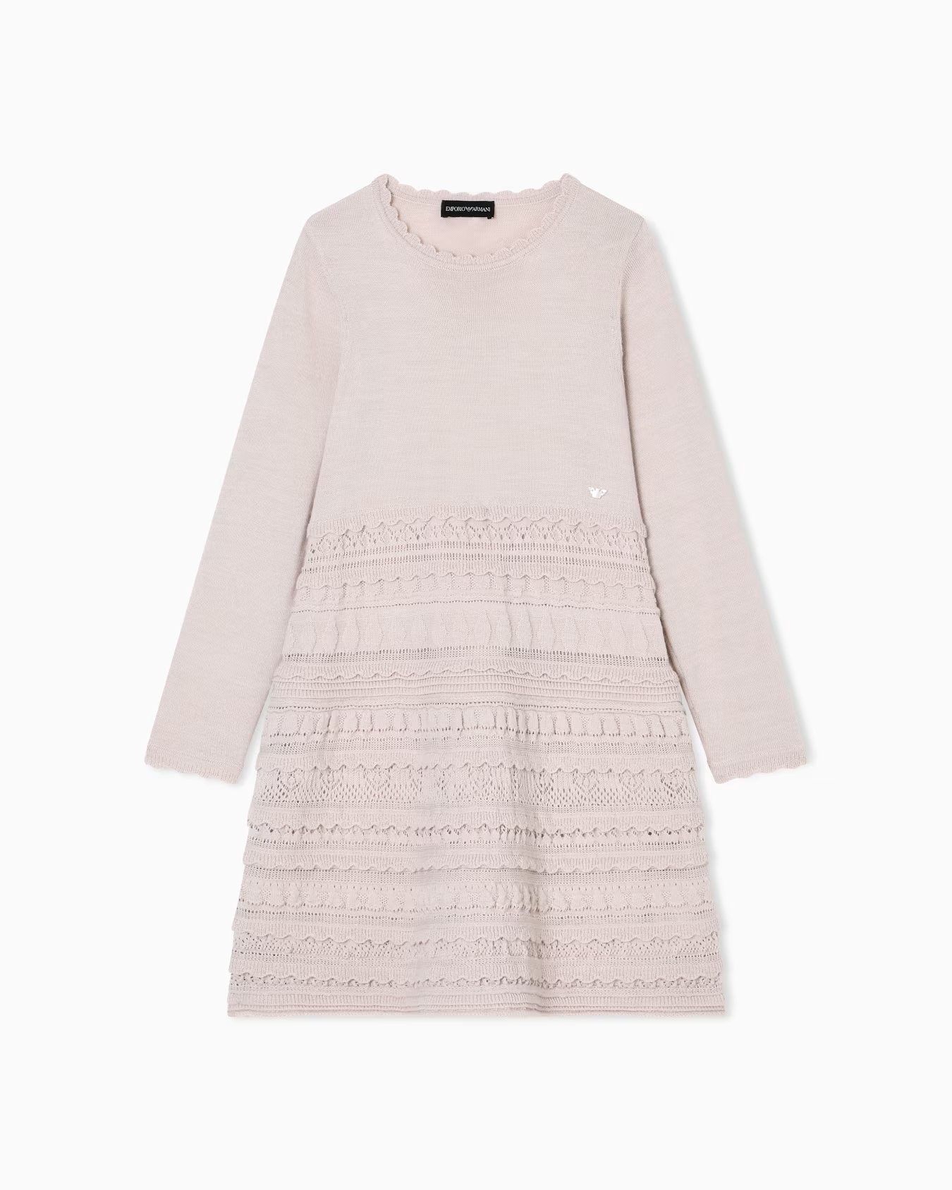 Wool-blend knit dress with micro ruffles