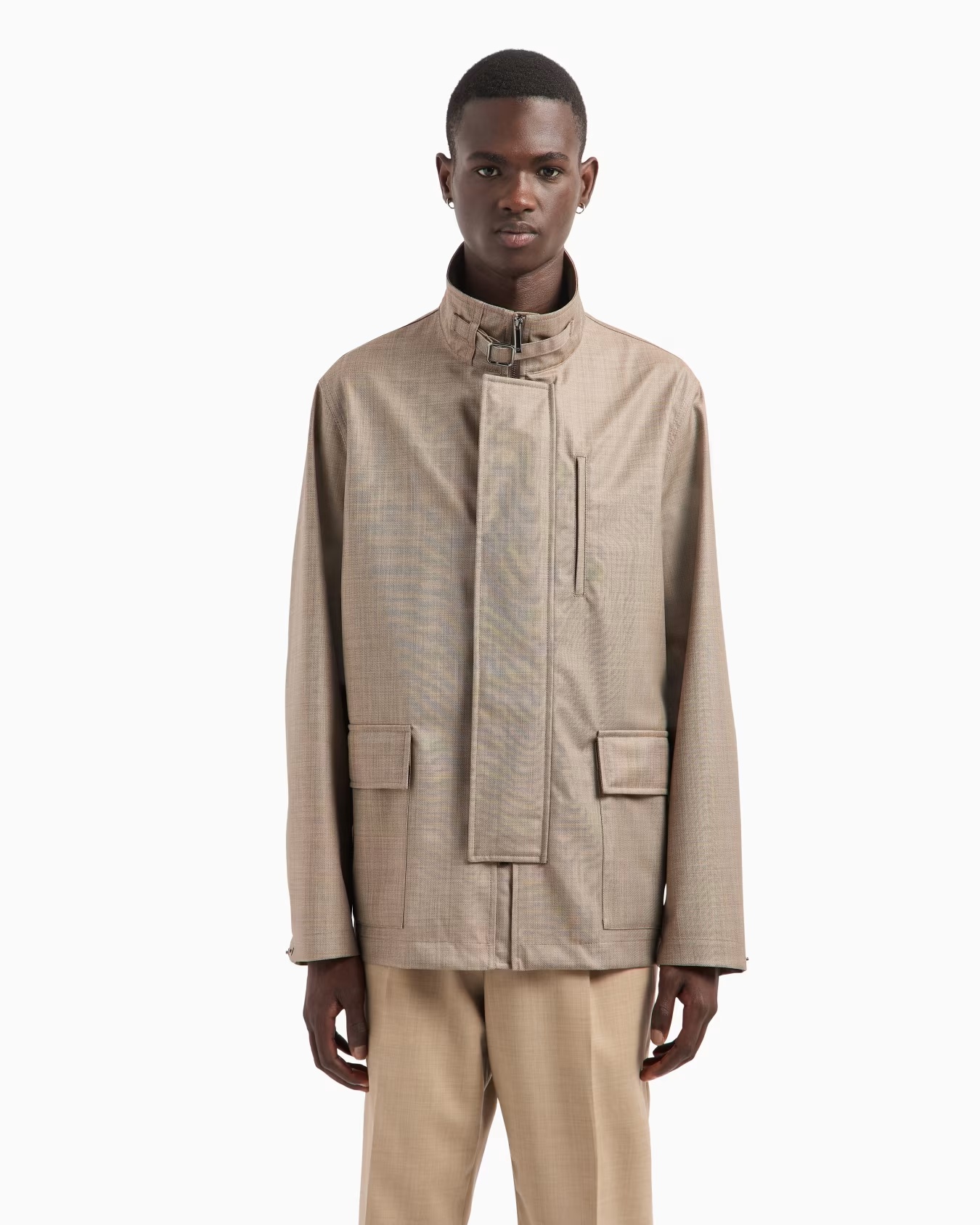 Full-zip blouson in silky-finish bonded grisaille 4 Full-zip blouson in silky-finish bonded grisaille