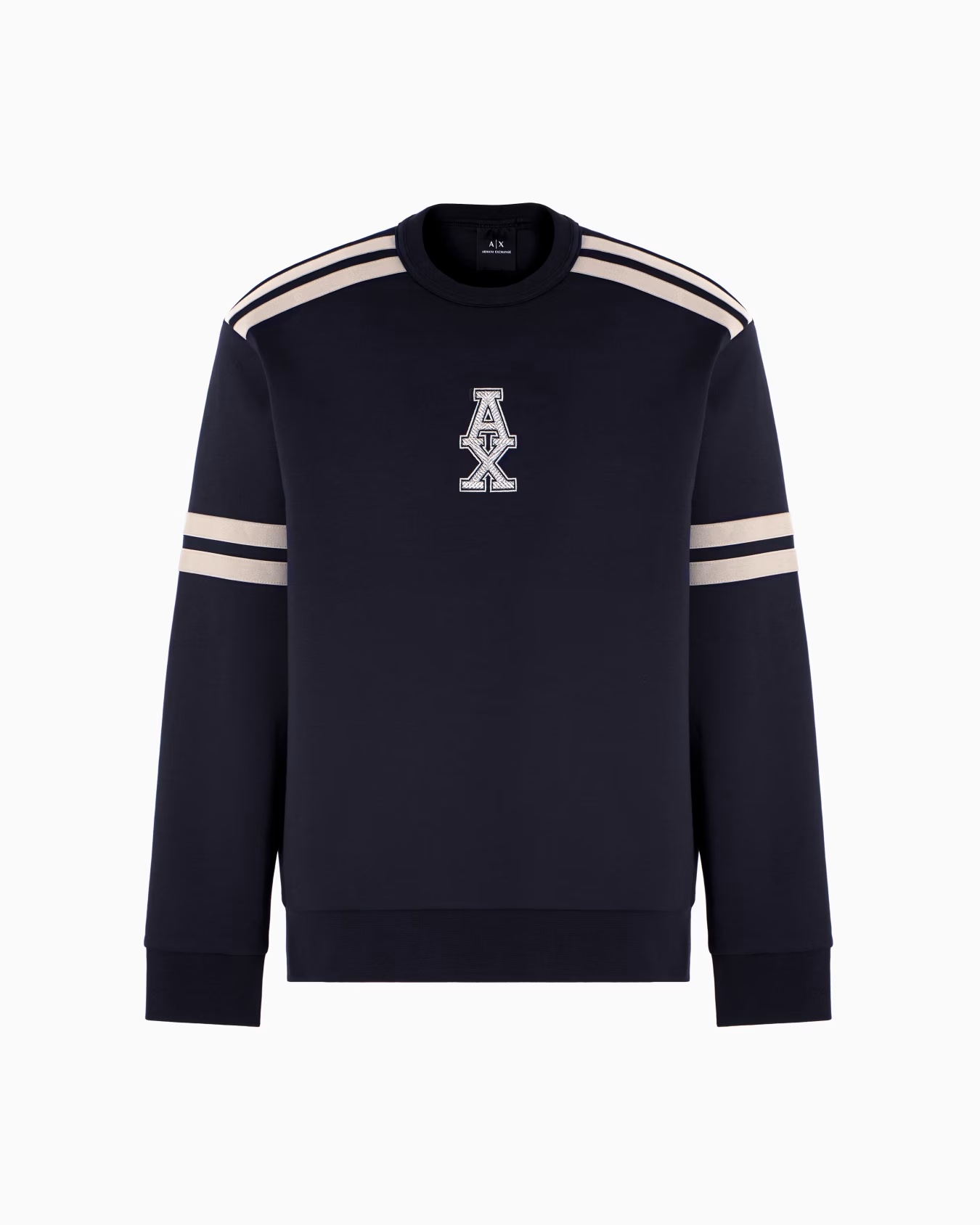 Crewneck sweatshirt with stripes and logo