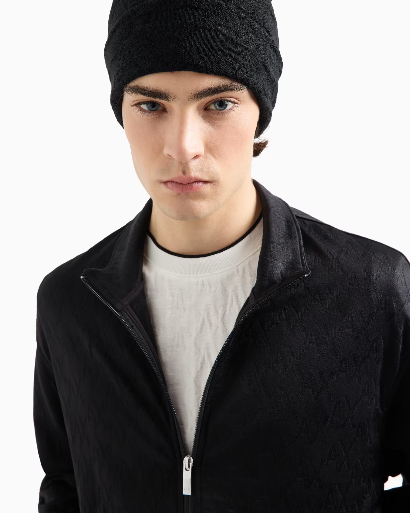 Zip-up sweatshirt in allover tone-on-tone monogram fabric 5 Zip-up sweatshirt in allover tone-on-tone monogram fabric