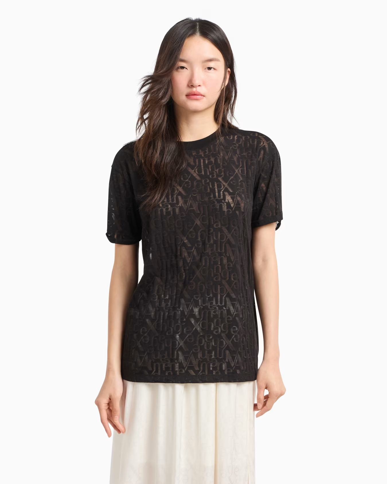Relaxed fit T-shirt in flamed fabric with logo 4 Relaxed fit T-shirt in flamed fabric with logo