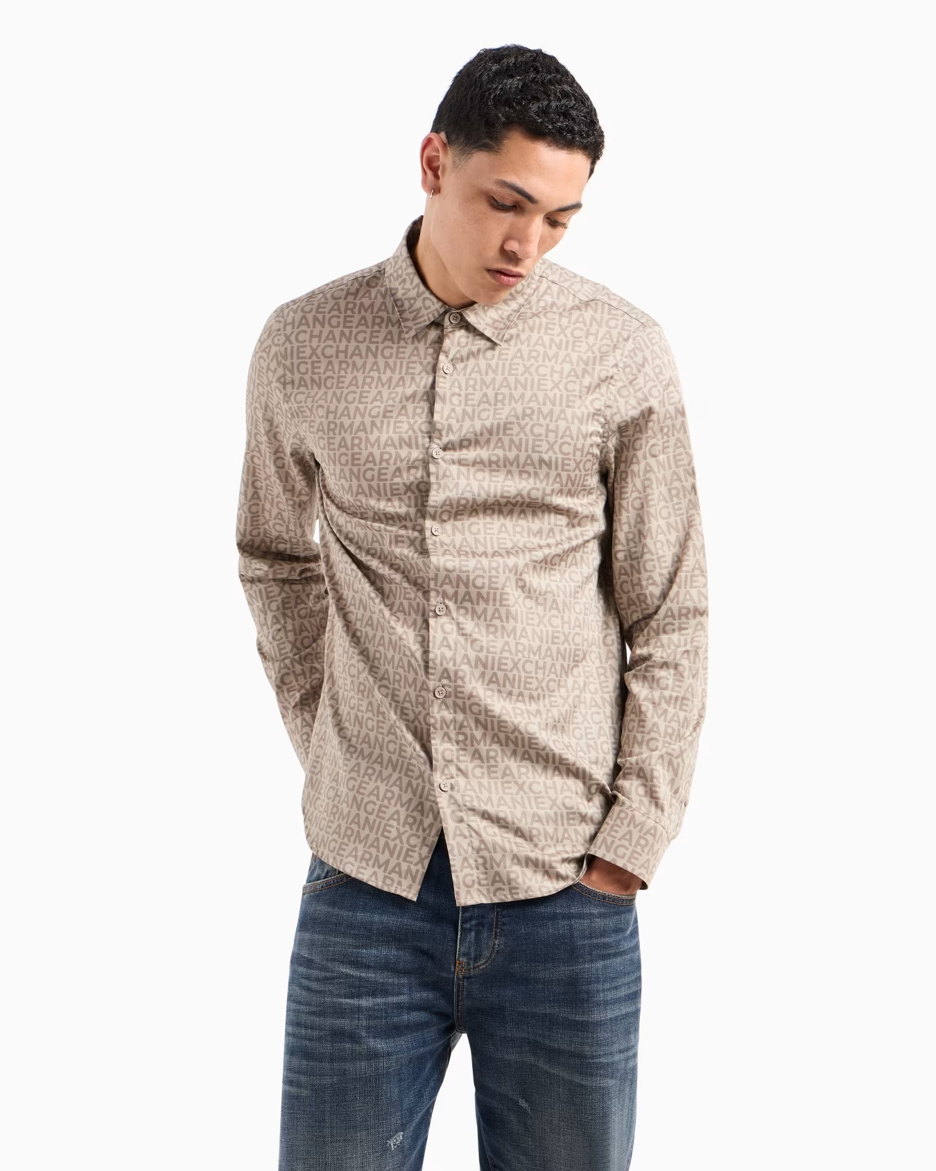 Regular fit patterned satin cotton shirt 2 Regular fit patterned satin cotton shirt