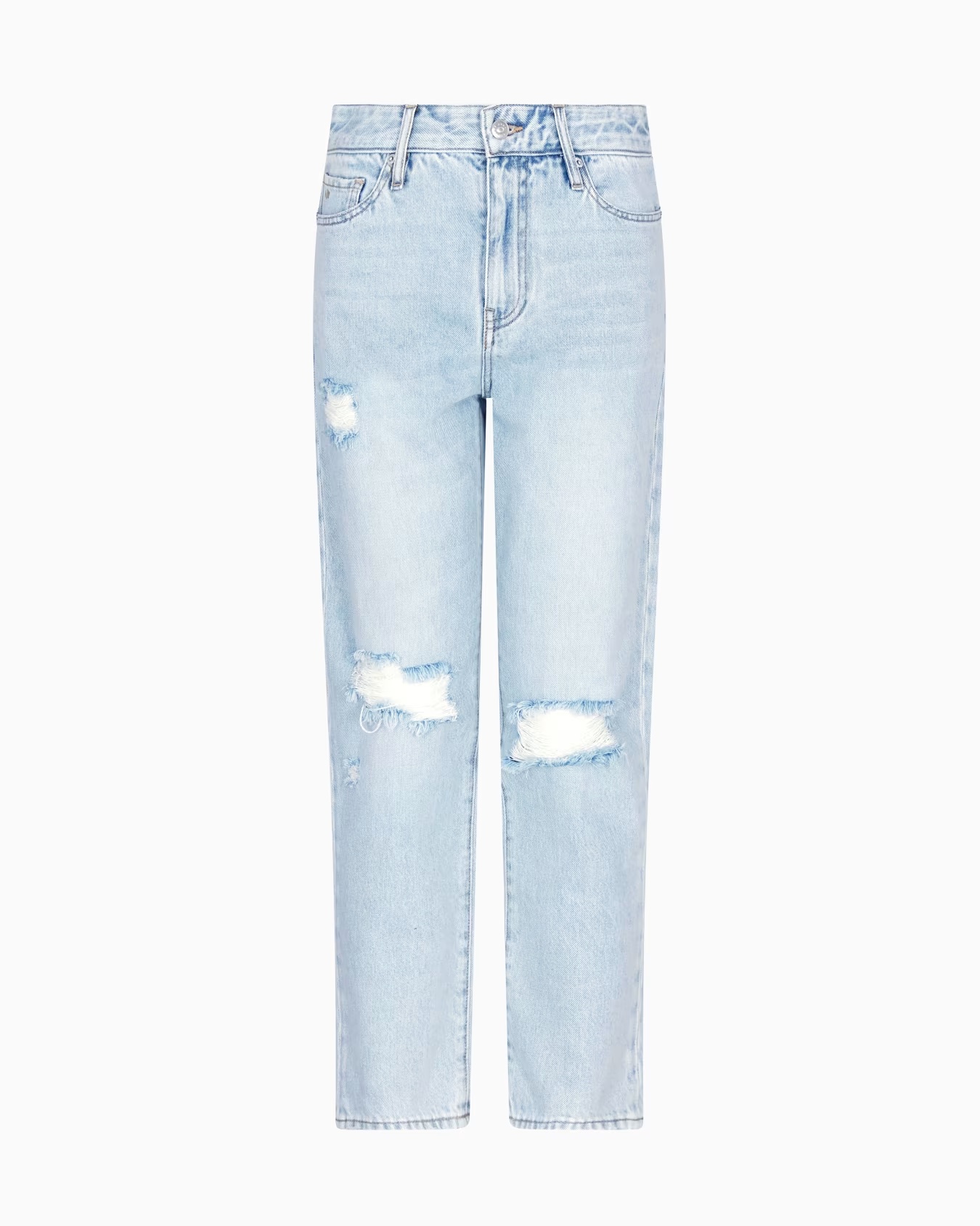 Boyfriend jeans in stiff cotton with used effect