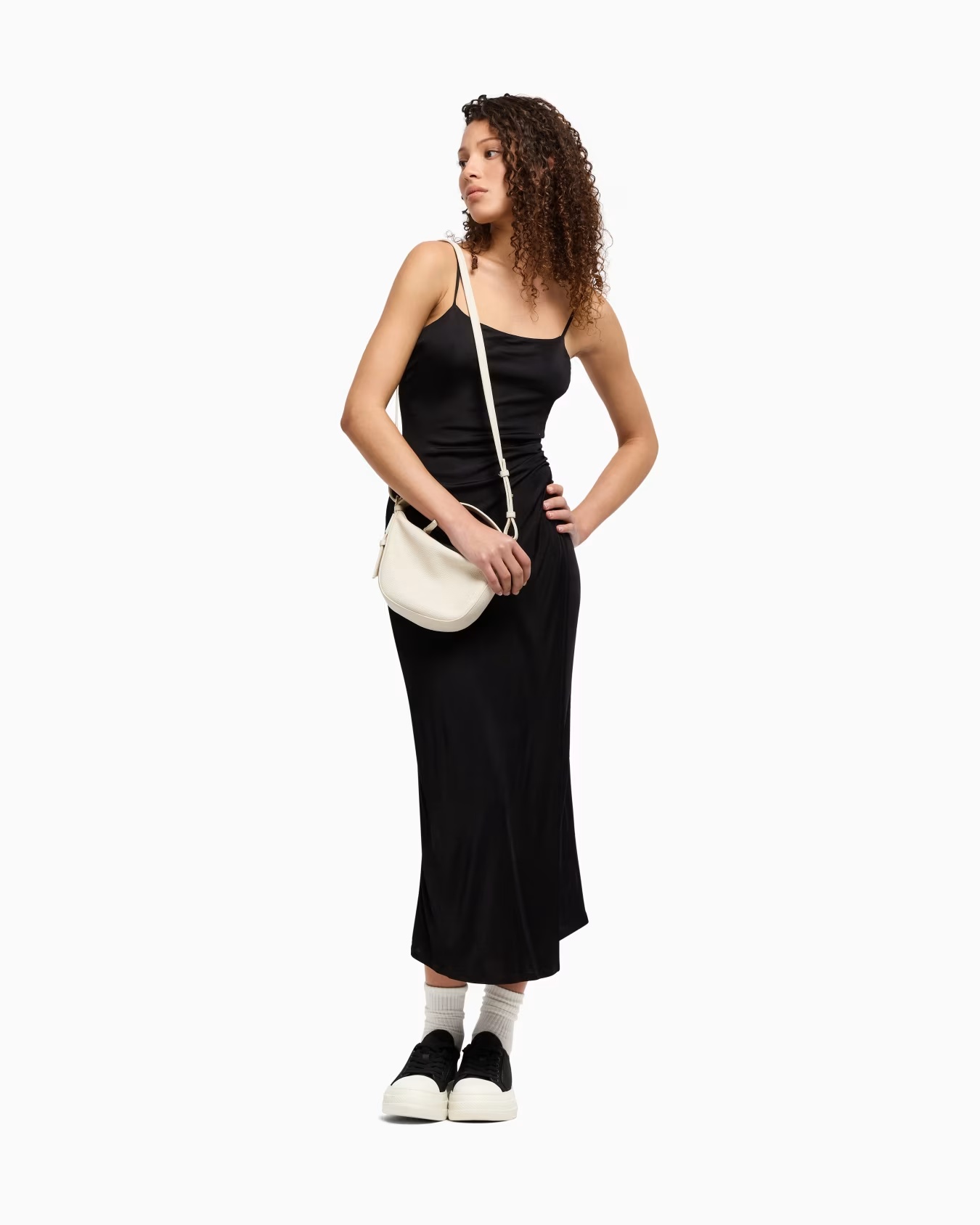 Long jersey dress with drape 2 Long jersey dress with drape
