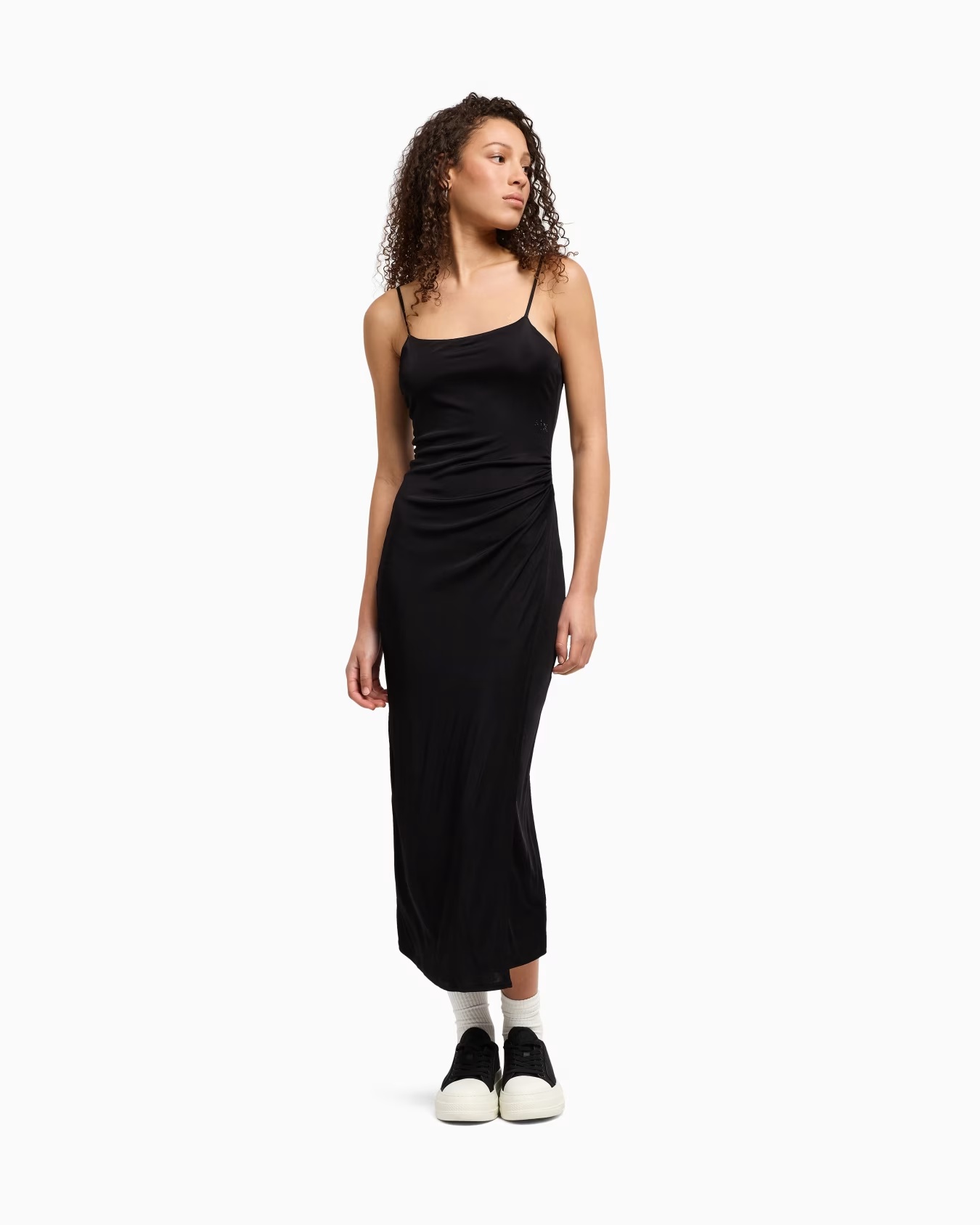 Long jersey dress with drape 4 Long jersey dress with drape