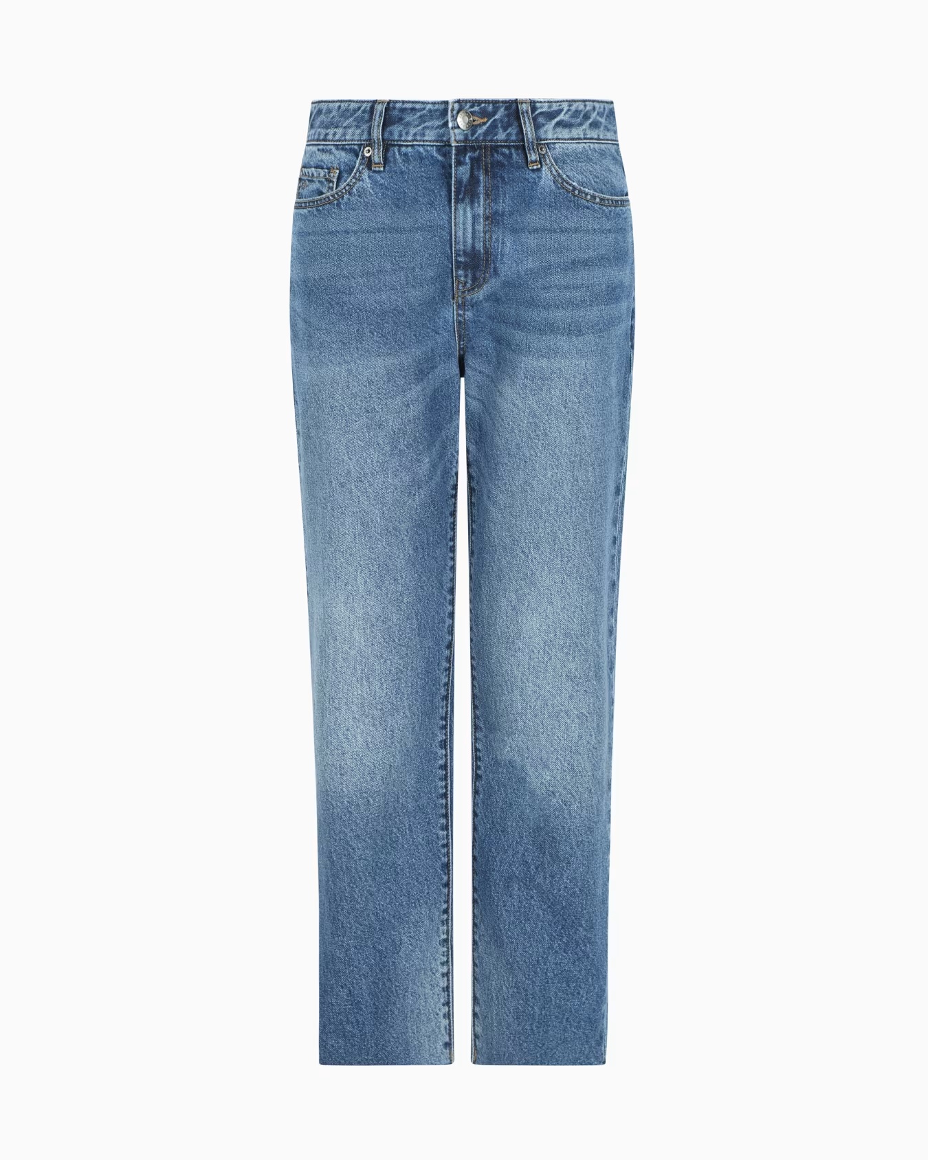 Boyfriend jeans in stiff cotton with used effect