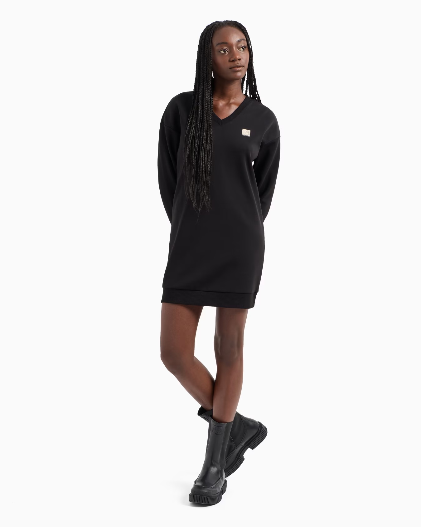 French terry midi dress with embroidered logo 2 French terry midi dress with embroidered logo