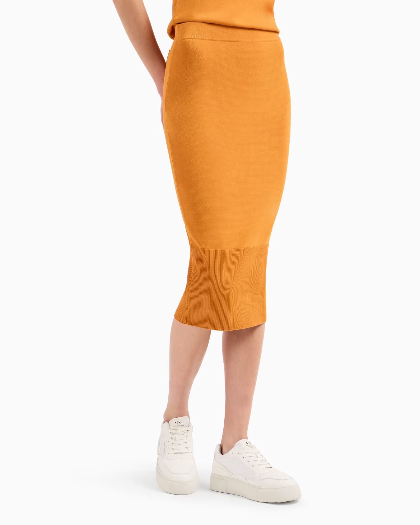 Recycled fabric longuette skirt with ASV monogram patch 2 Recycled fabric longuette skirt with ASV monogram patch