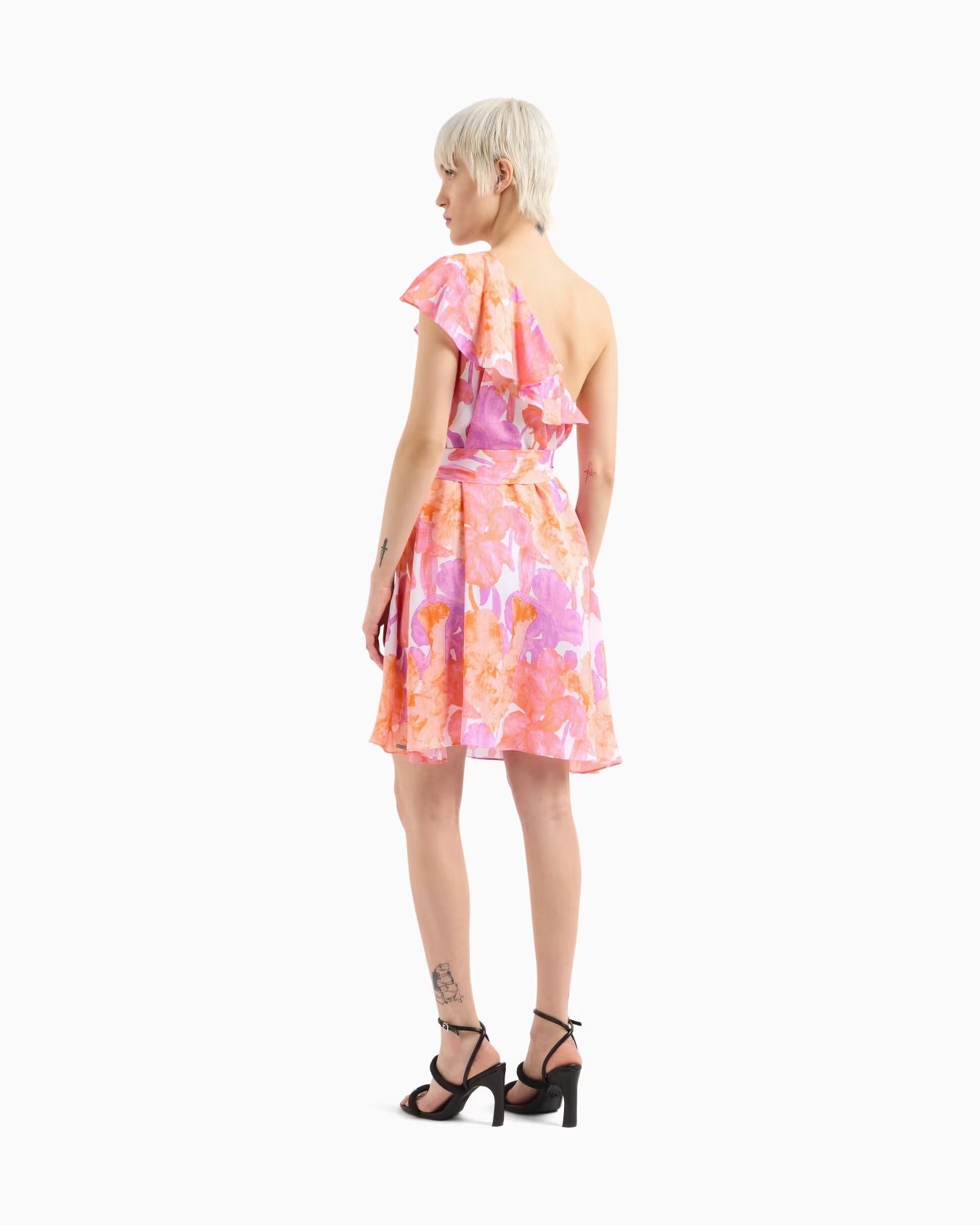 One-shoulder dress in floral fabric 3 One-shoulder dress in floral fabric