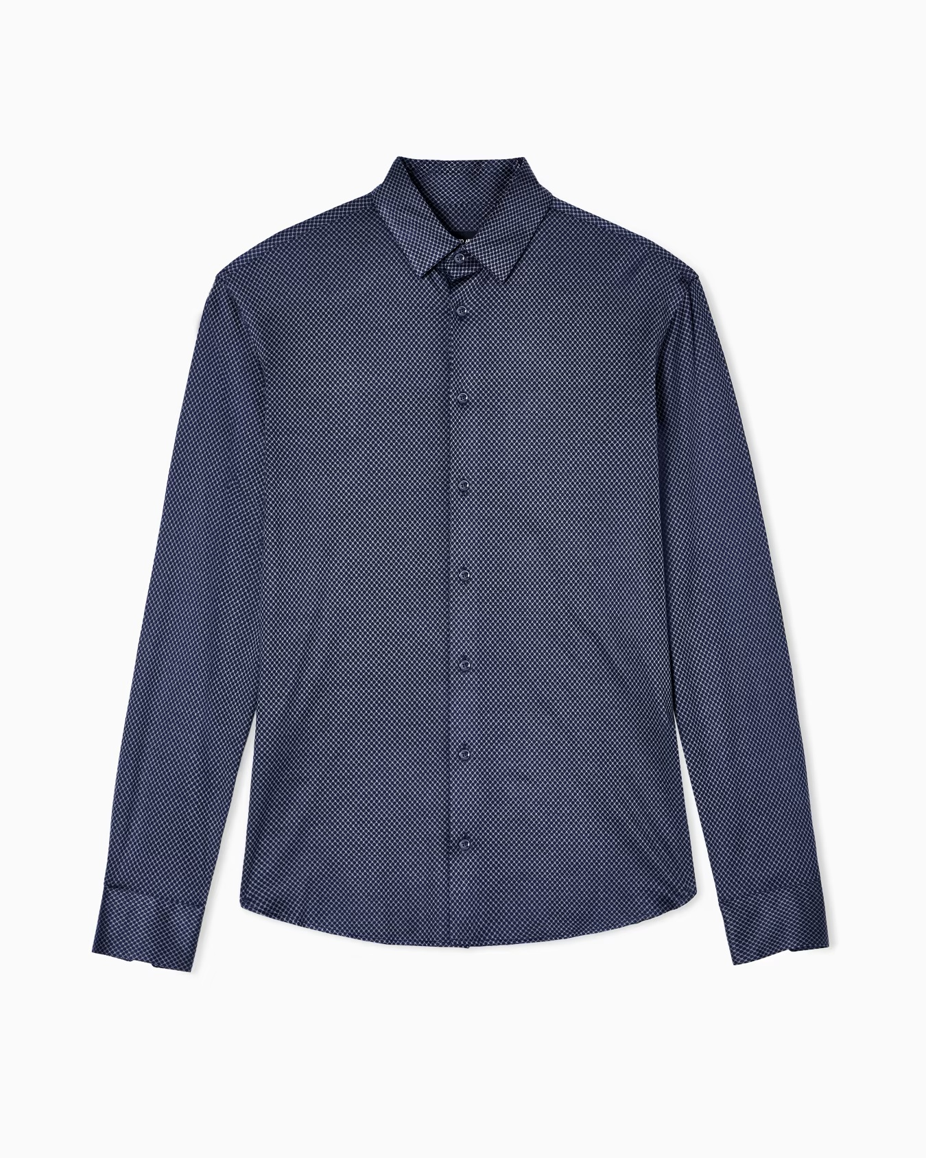 Slim-fit micro-jacquard silk and cotton jersey shirt