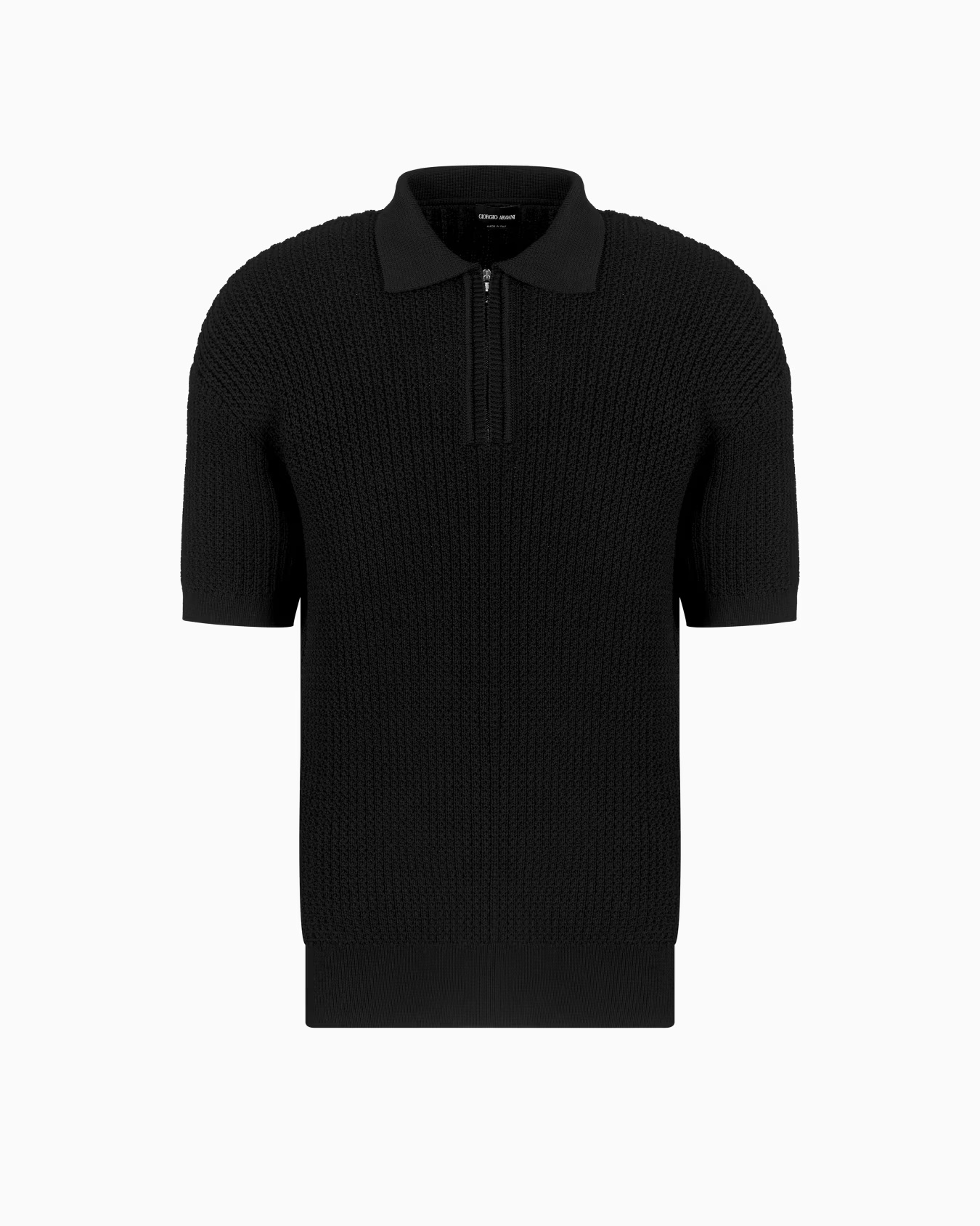 Short-sleeved polo shirt in a ribbed viscose blend 1 Short-sleeved polo shirt in a ribbed viscose blend