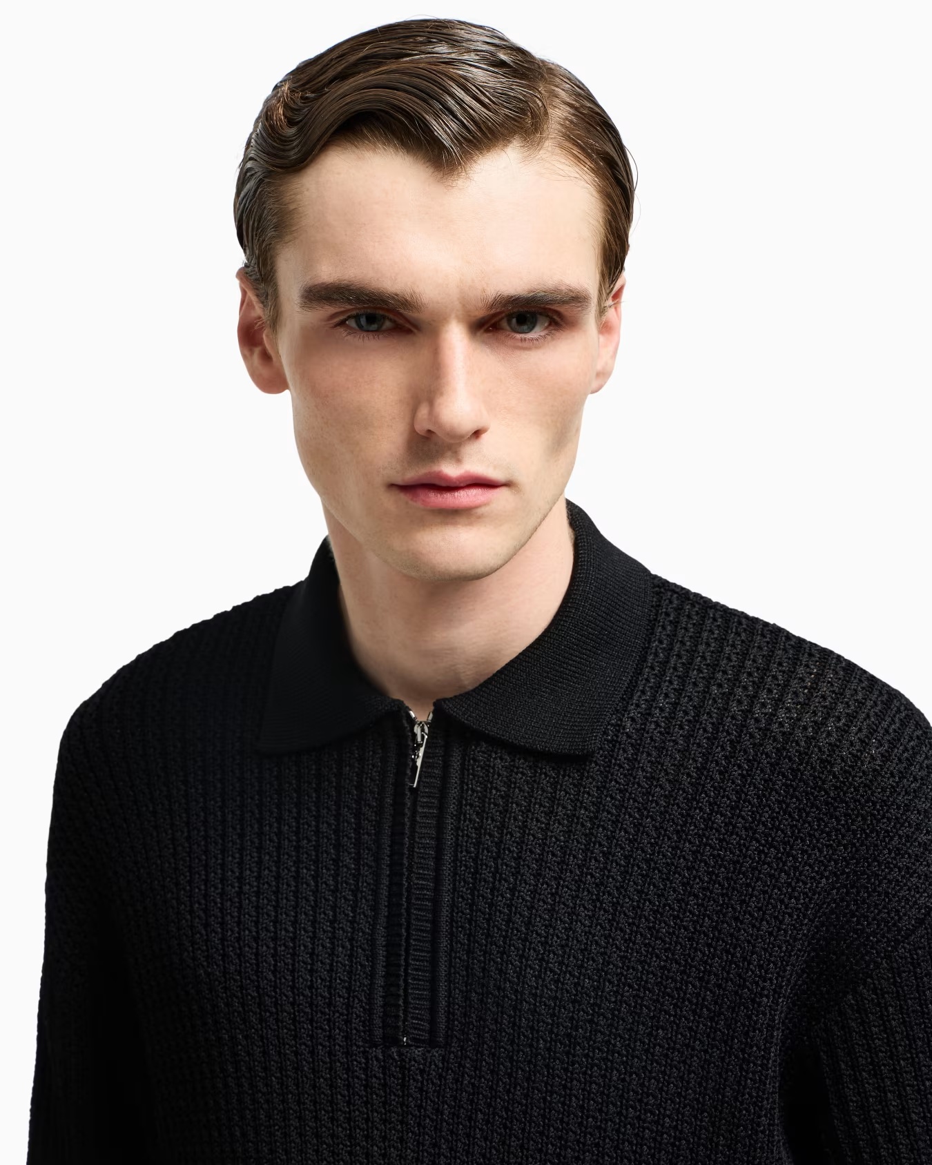 Short-sleeved polo shirt in a ribbed viscose blend 5 Short-sleeved polo shirt in a ribbed viscose blend
