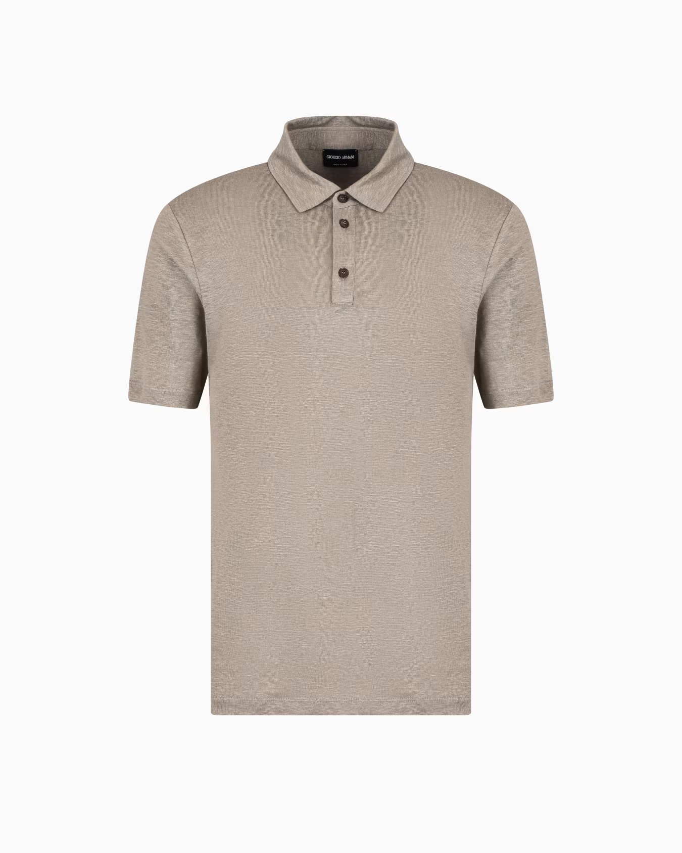 Short-sleeved polo shirt in pure linen jersey 1 Short-sleeved polo shirt in pure linen jersey