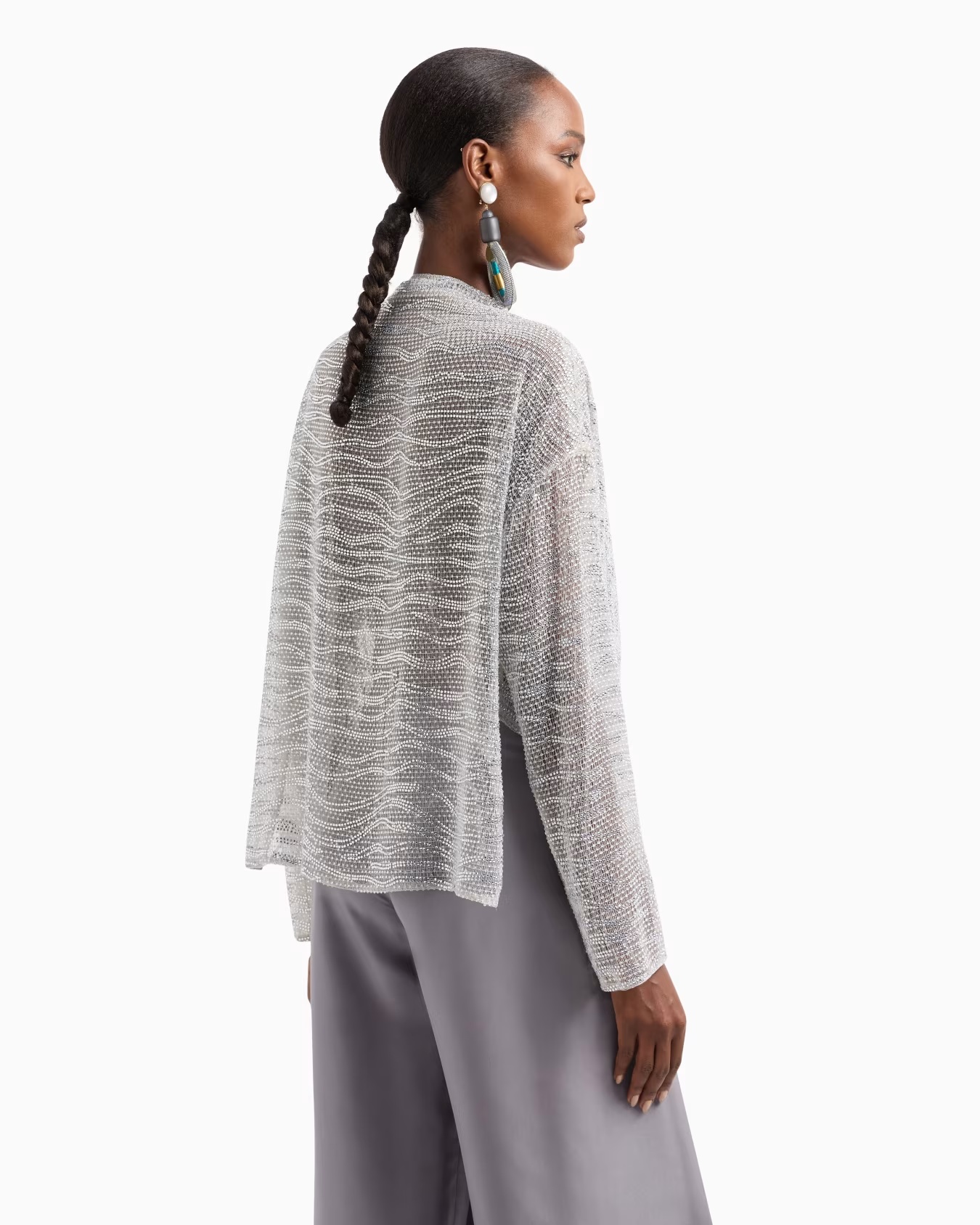 Draped blouse with lurex and crystal embroidery 3 Draped blouse with lurex and crystal embroidery