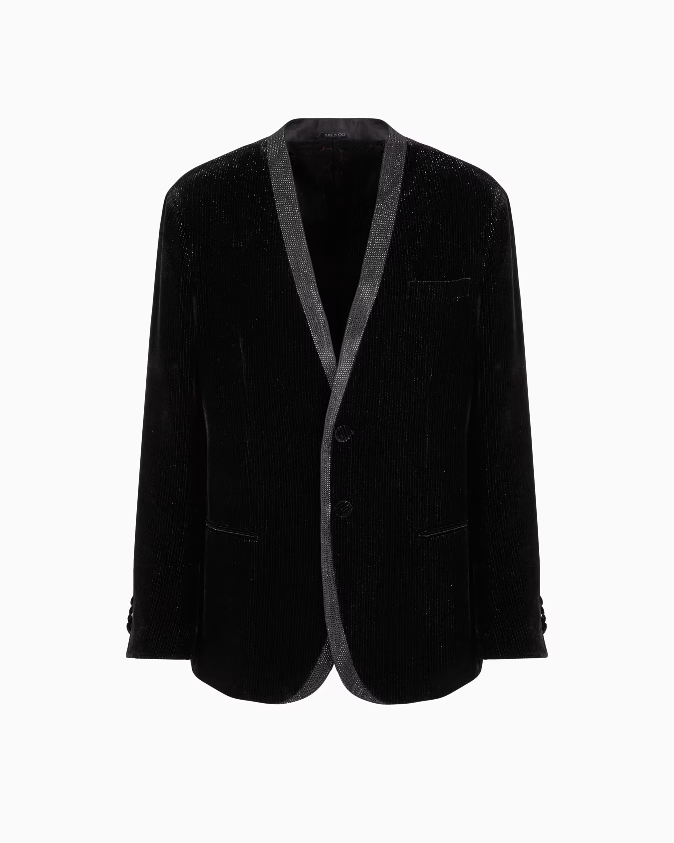 Giorgioâs single-breasted, tuxedo jacket in shiny pinstriped velvet 1 Giorgioâs single-breasted, tuxedo jacket in shiny pinstriped velvet