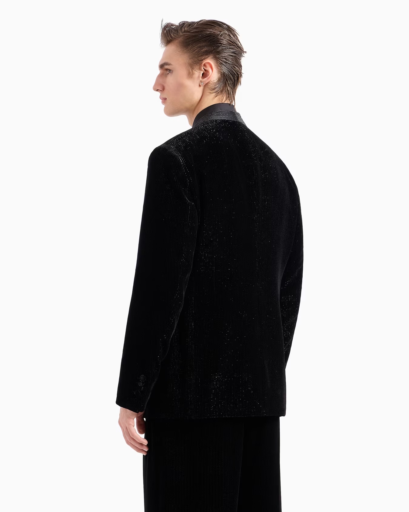 Giorgioâs single-breasted, tuxedo jacket in shiny pinstriped velvet 3 Giorgioâs single-breasted, tuxedo jacket in shiny pinstriped velvet