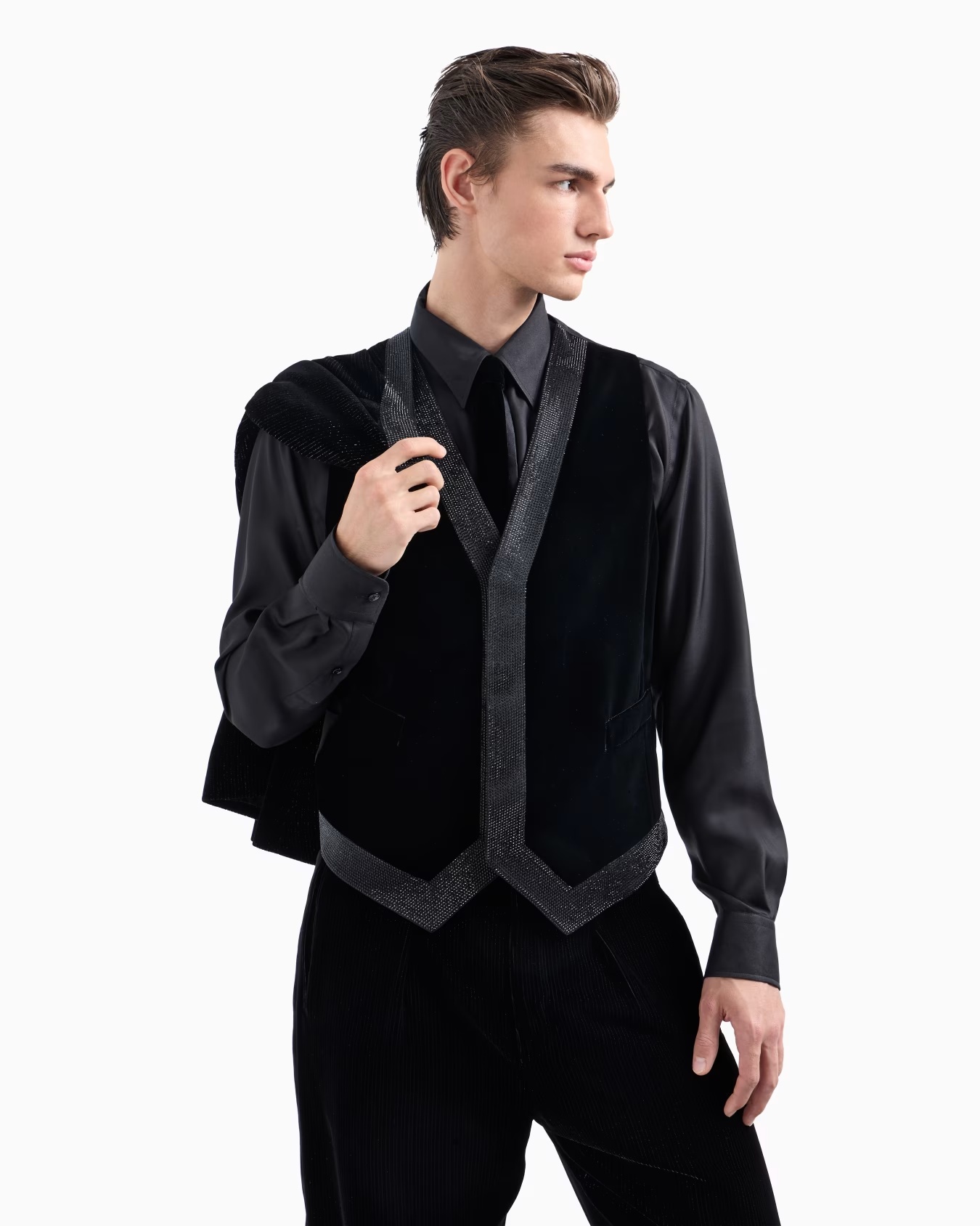 Giorgioâs single-breasted, tuxedo jacket in shiny pinstriped velvet 6 Giorgioâs single-breasted, tuxedo jacket in shiny pinstriped velvet