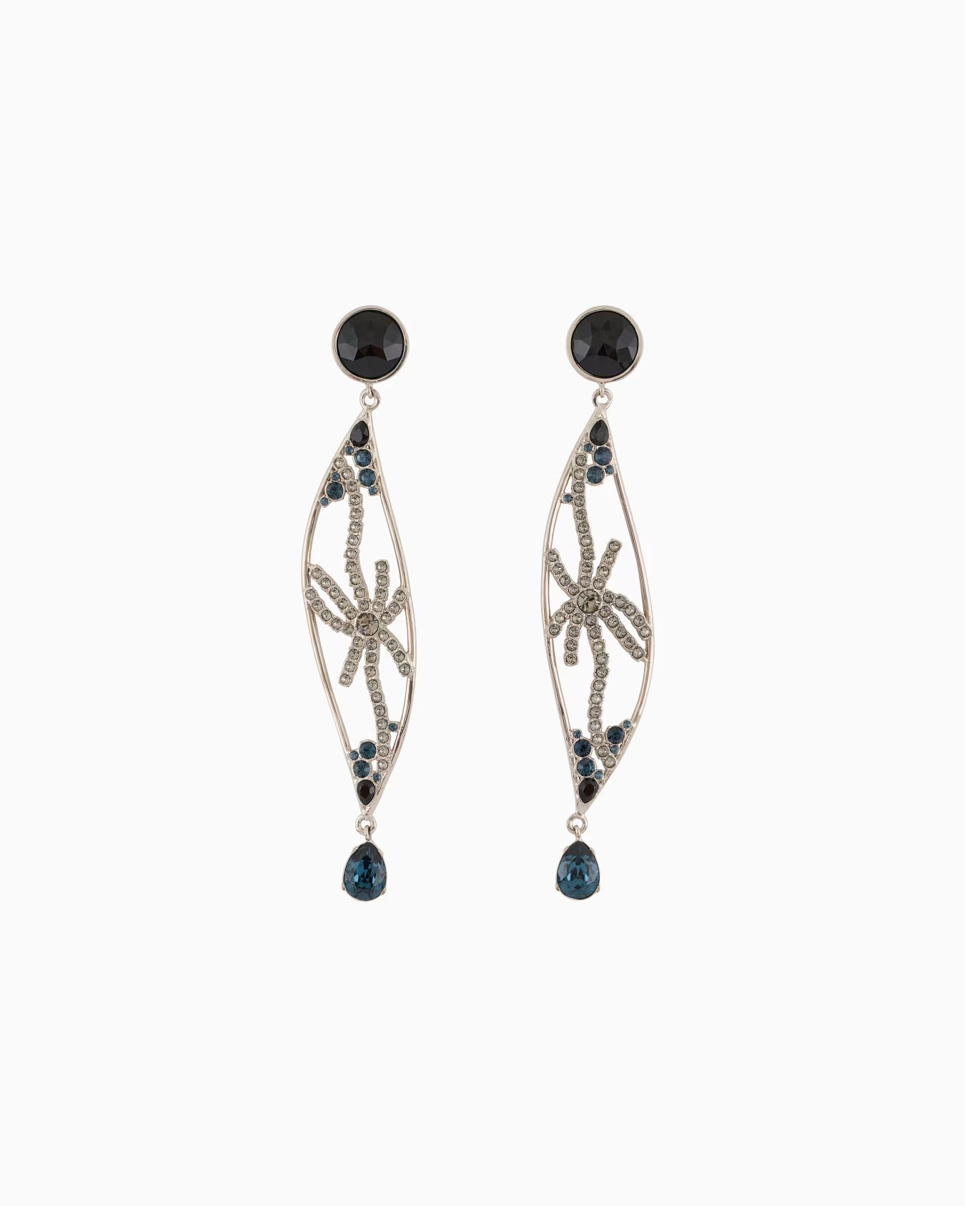Clip earrings with a brass pendant and Swarovski crystals