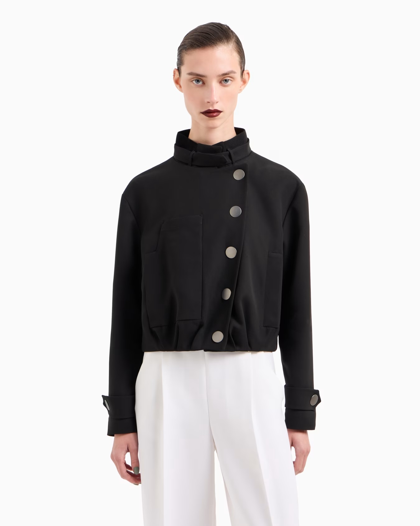 Short pea coat in silk crêpe cady 4 Short pea coat in silk crêpe cady