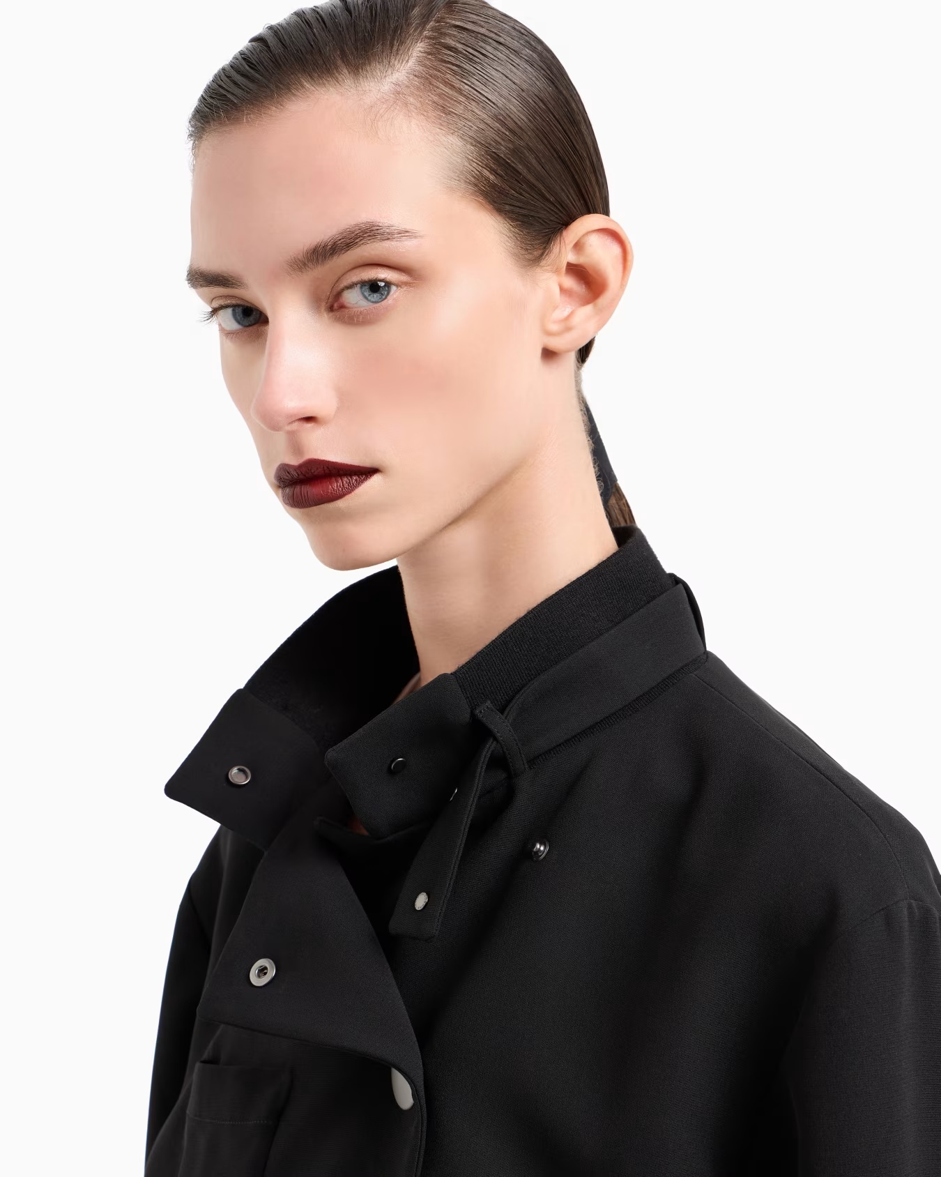 Short pea coat in silk crêpe cady 5 Short pea coat in silk crêpe cady