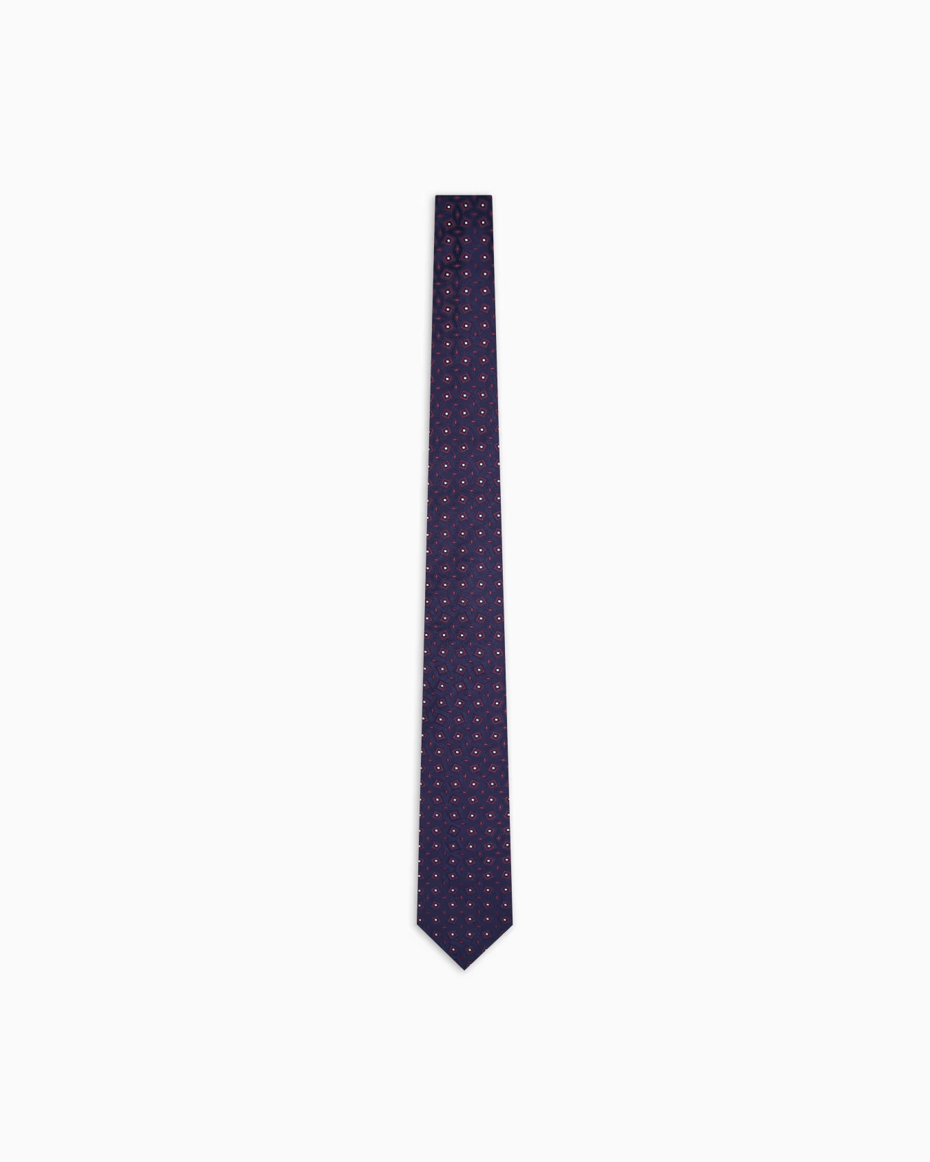 Silk tie with geometric jacquard motif 1 Silk tie with geometric jacquard motif