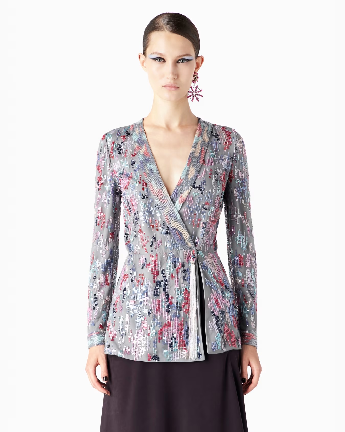 Long tulle jacket with all-over embroidery 2 Long tulle jacket with all-over embroidery