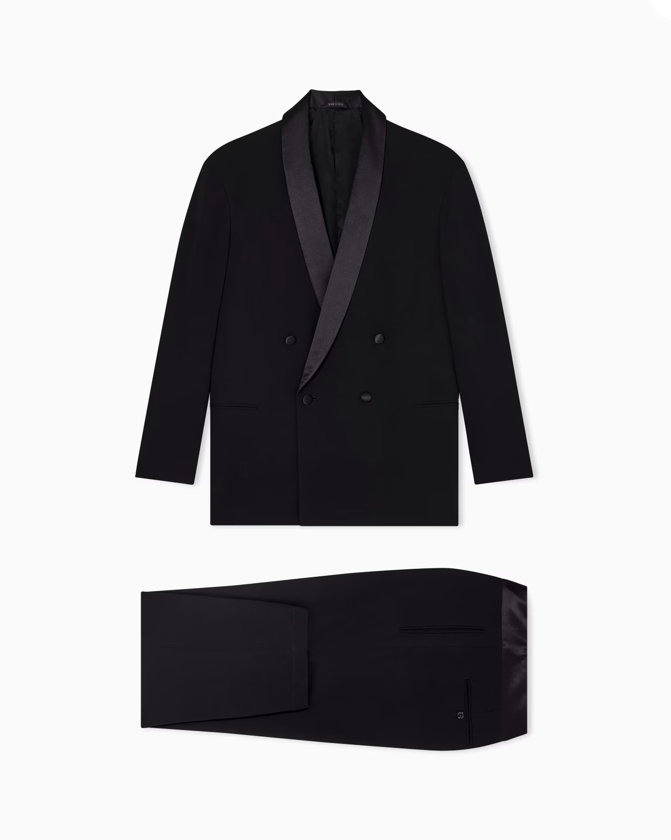 Double-breasted tuxedo in pure virgin wool crêpe 1 Double-breasted tuxedo in pure virgin wool crêpe