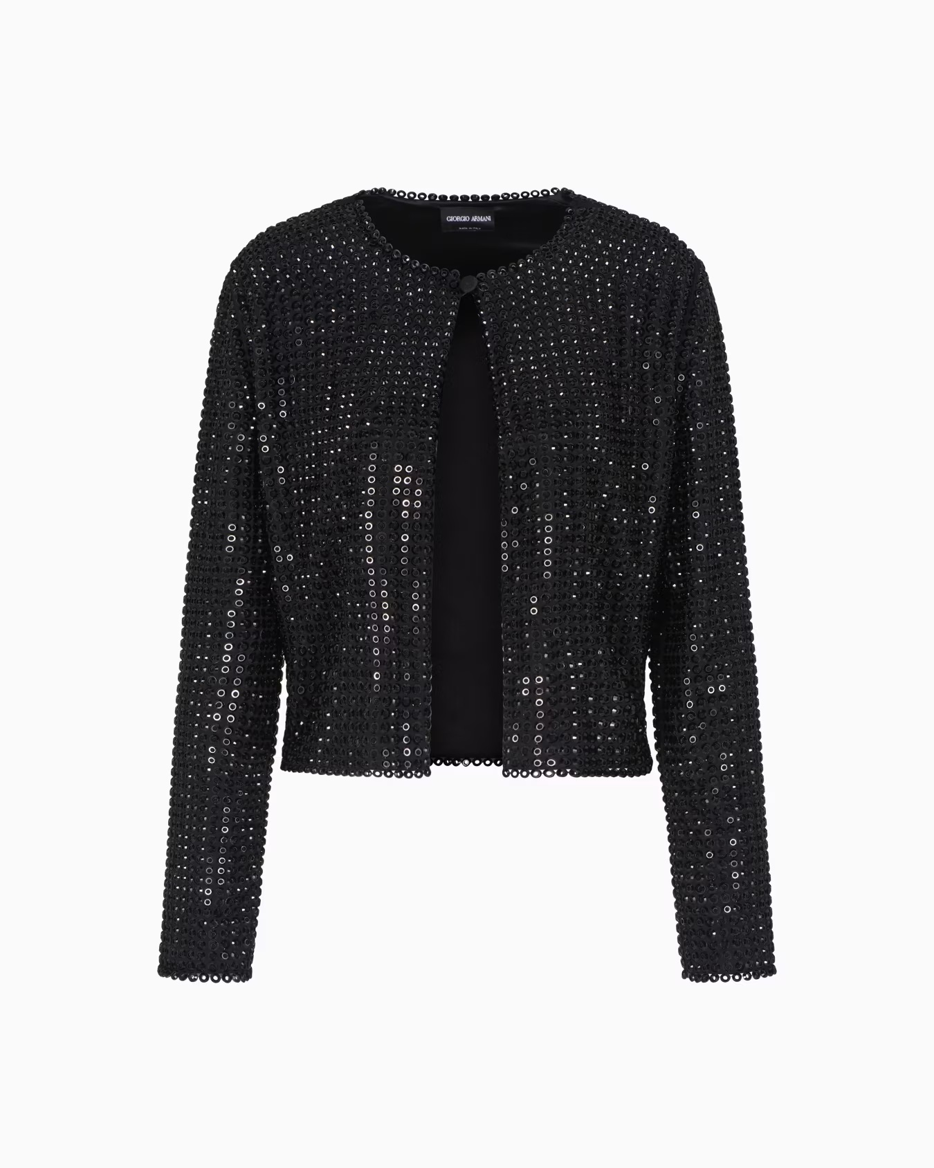 Crew-neck silk satin shirt with all-over embroidery 1 Crew-neck silk satin shirt with all-over embroidery