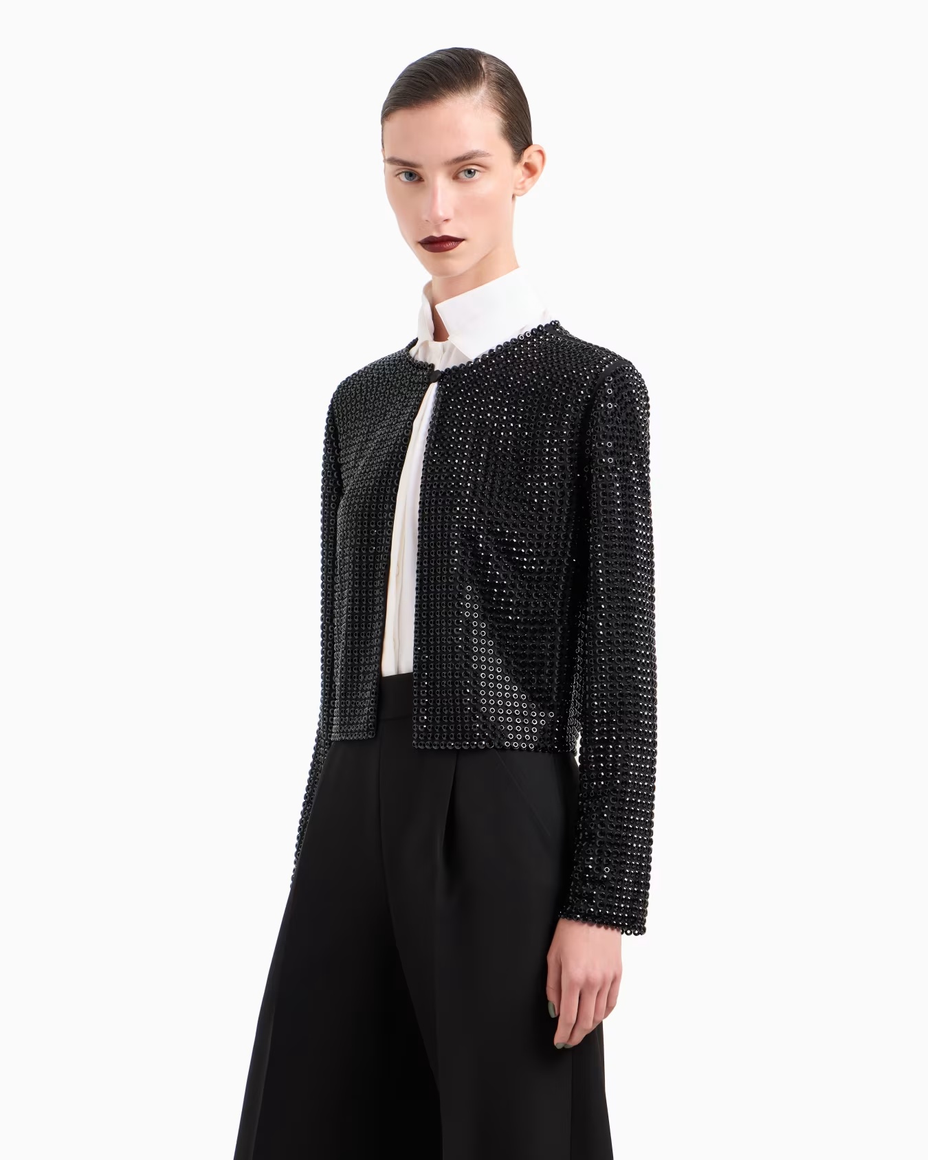Crew-neck silk satin shirt with all-over embroidery 4 Crew-neck silk satin shirt with all-over embroidery