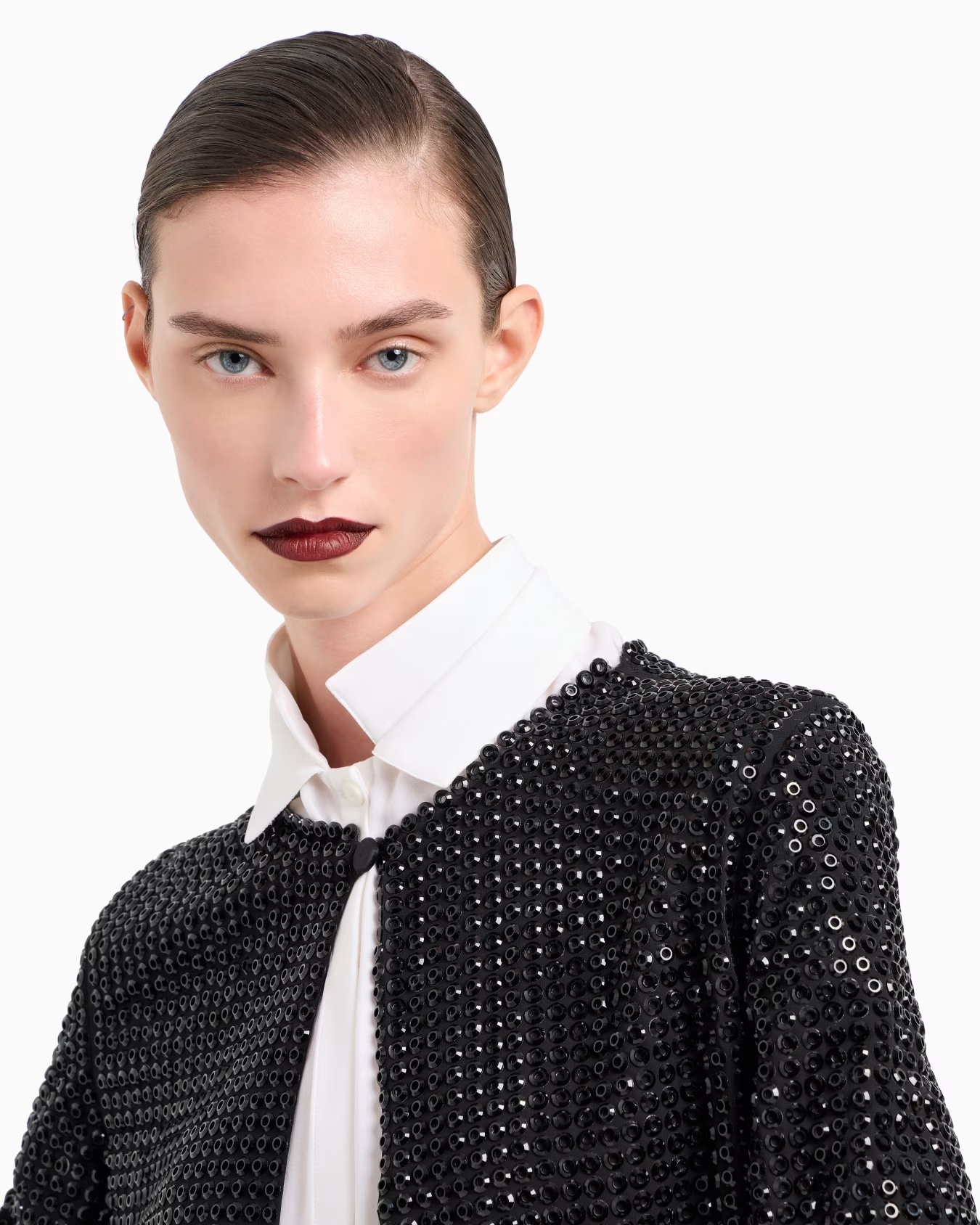 Crew-neck silk satin shirt with all-over embroidery 5 Crew-neck silk satin shirt with all-over embroidery