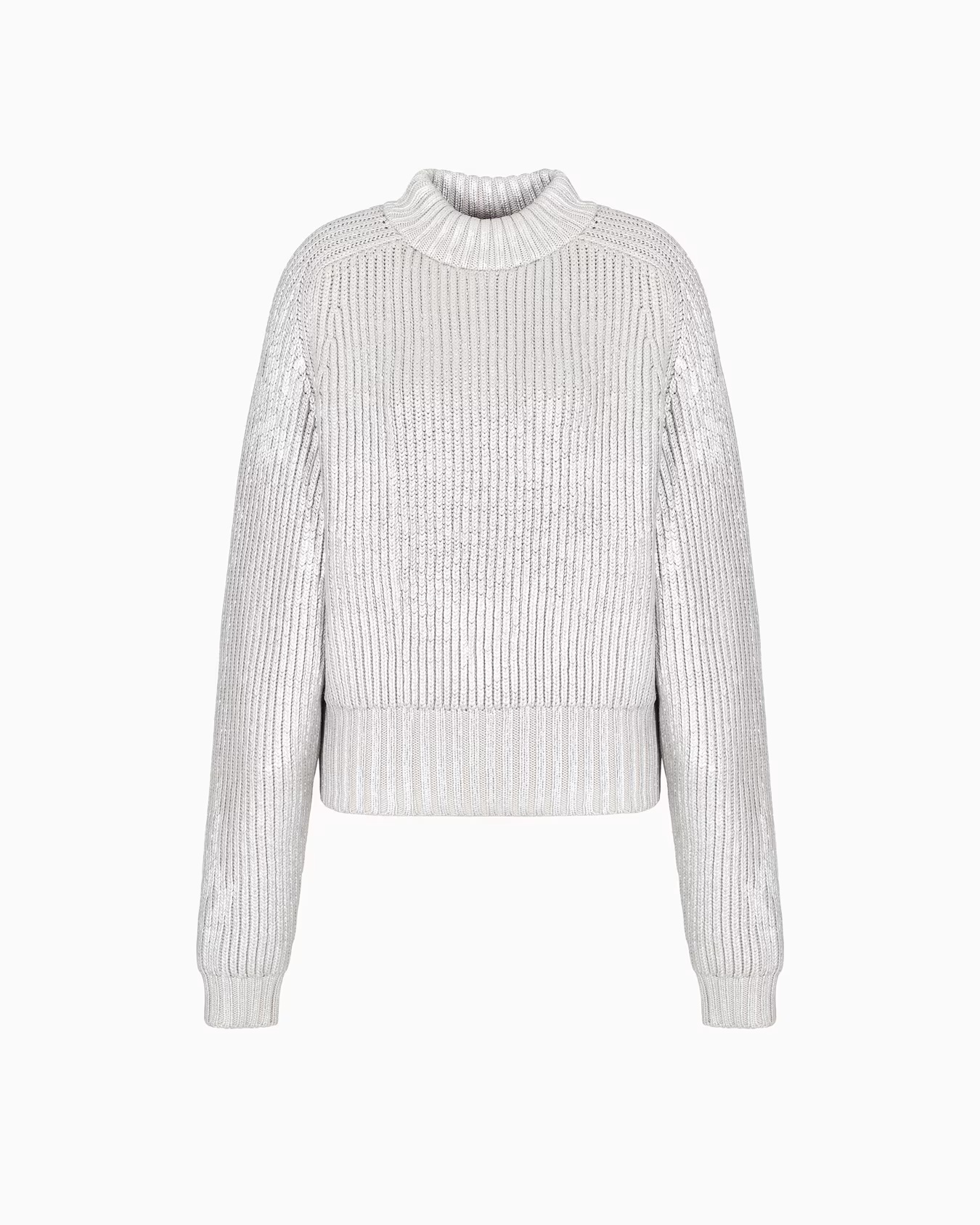 Giorgio Armani Neve mock-neck jumper in metallic-effect virgin wool 1 Giorgio Armani Neve mock-neck jumper in metallic-effect virgin wool