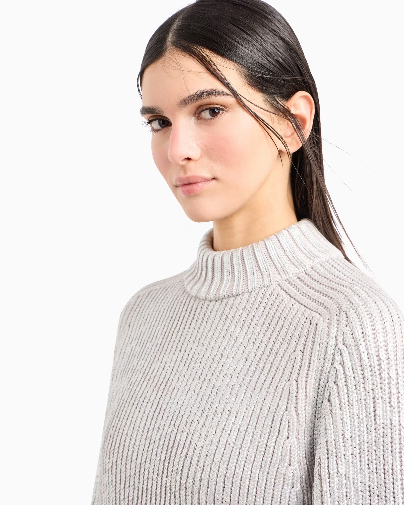 Giorgio Armani Neve mock-neck jumper in metallic-effect virgin wool 5 Giorgio Armani Neve mock-neck jumper in metallic-effect virgin wool