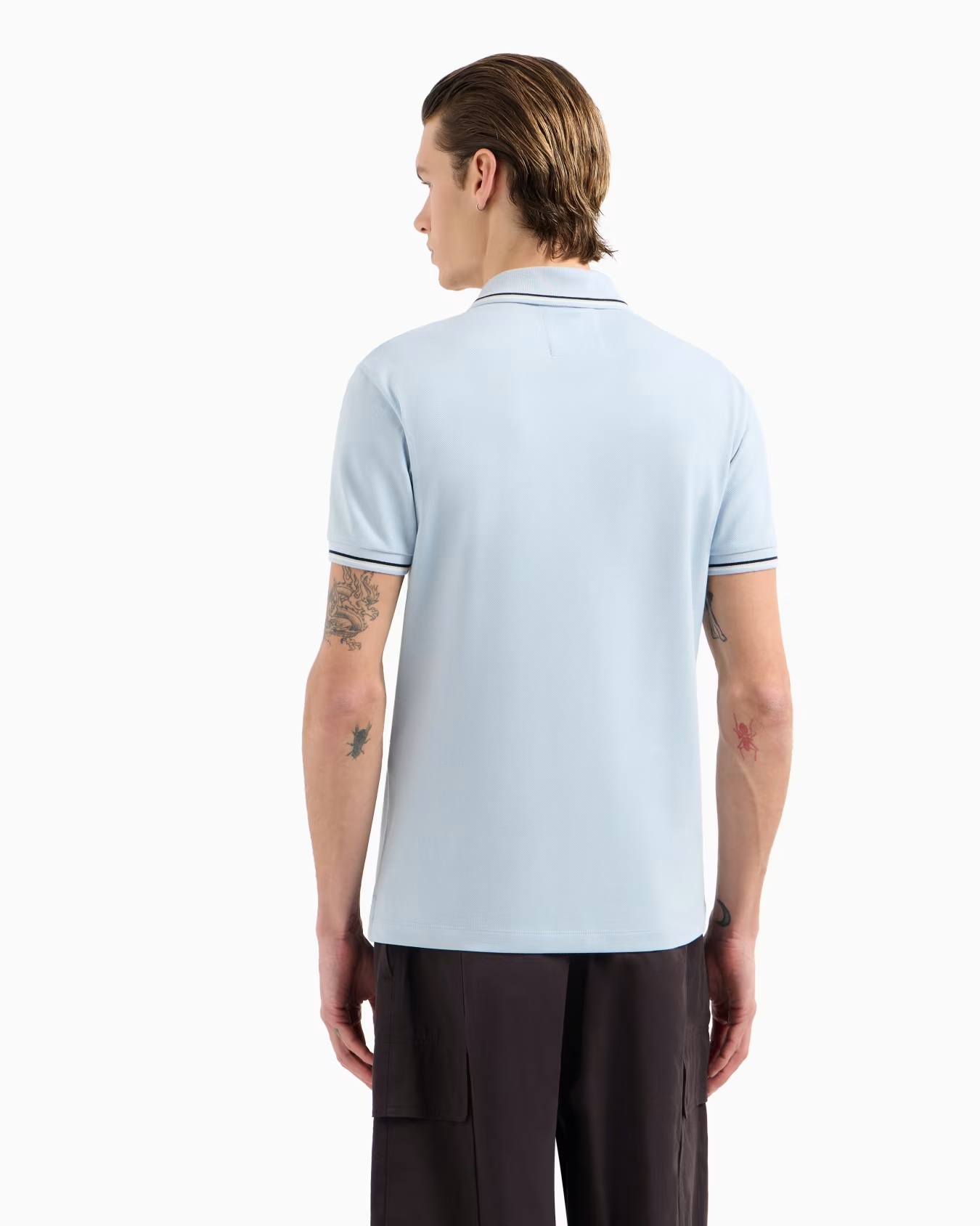 Slim-fit stretch piqué polo shirt with micro eagle 3 Slim-fit stretch piqué polo shirt with micro eagle