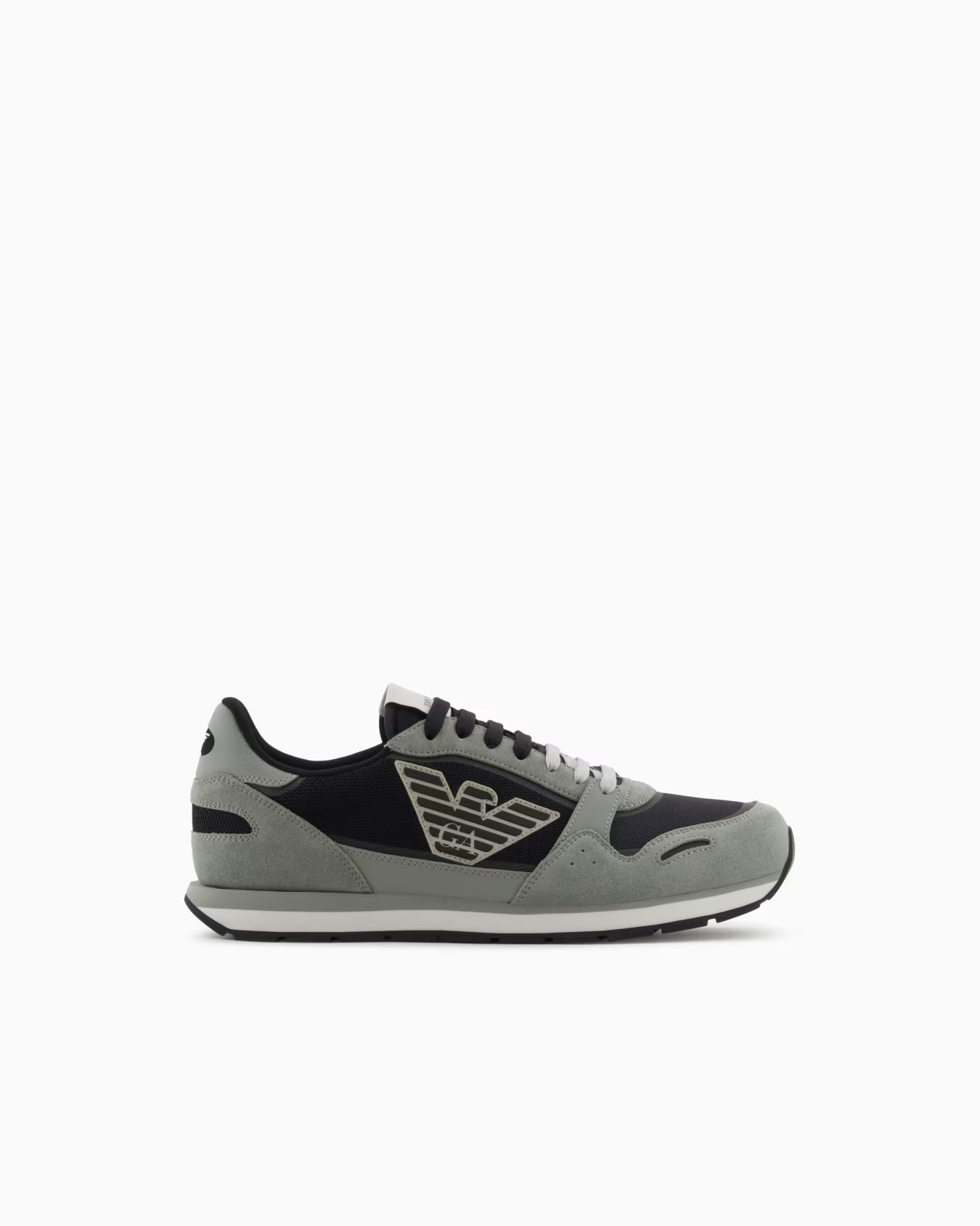 Mesh sneakers with suede details and eagle patch