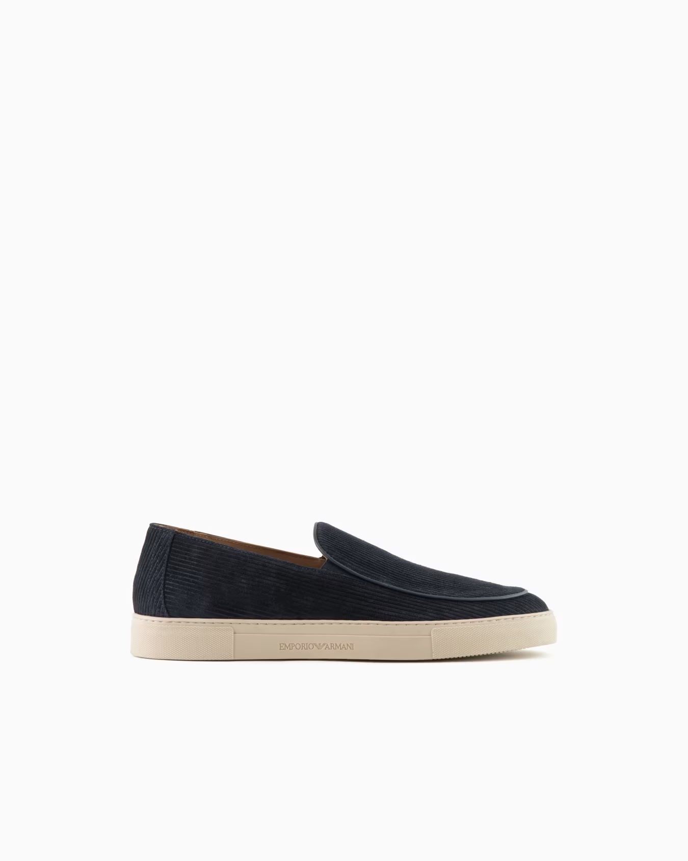 Multi-striped suede slip-ons