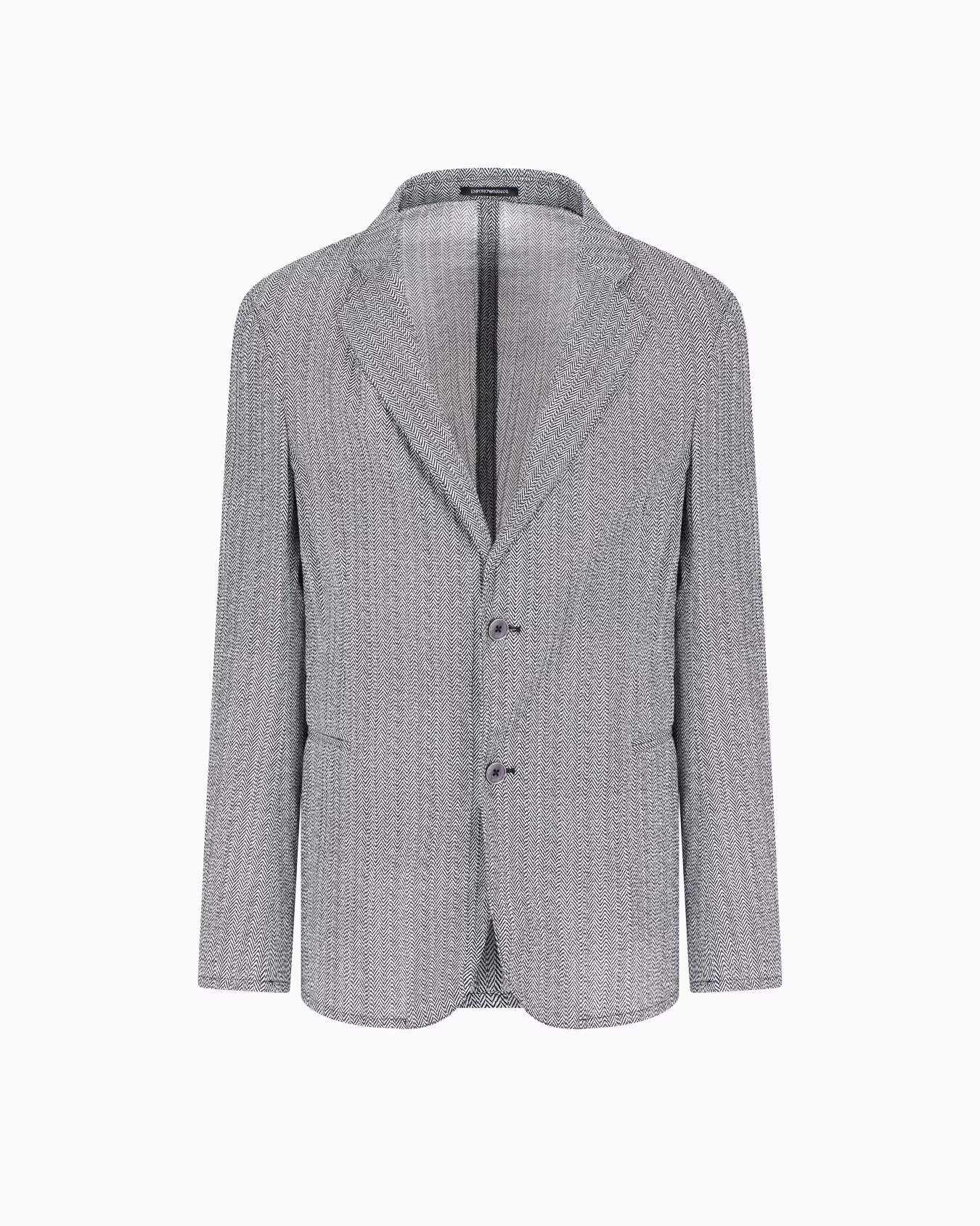 Single-breasted blazer in a chevron-print seersucker fabric 1 Single-breasted blazer in a chevron-print seersucker fabric
